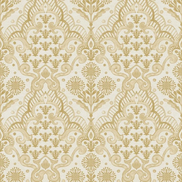 Brownstone Blooms Ochre Peel and Stick Wallpaper