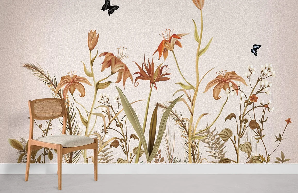 Elegant Floral Botanical Garden Wall Mural