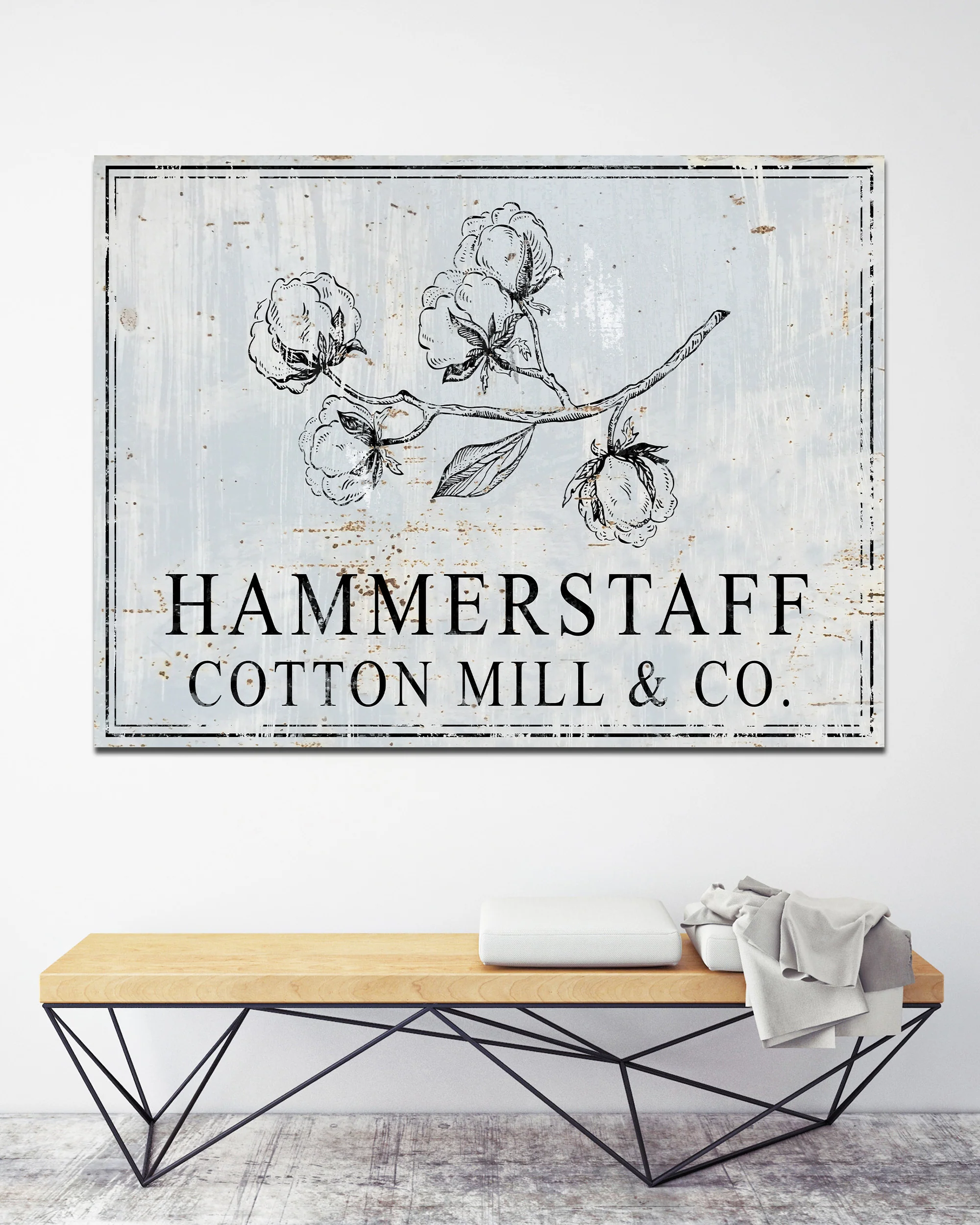 Cotton Mill Personalized Name Sign Canvas Wall Art - LNSC0123