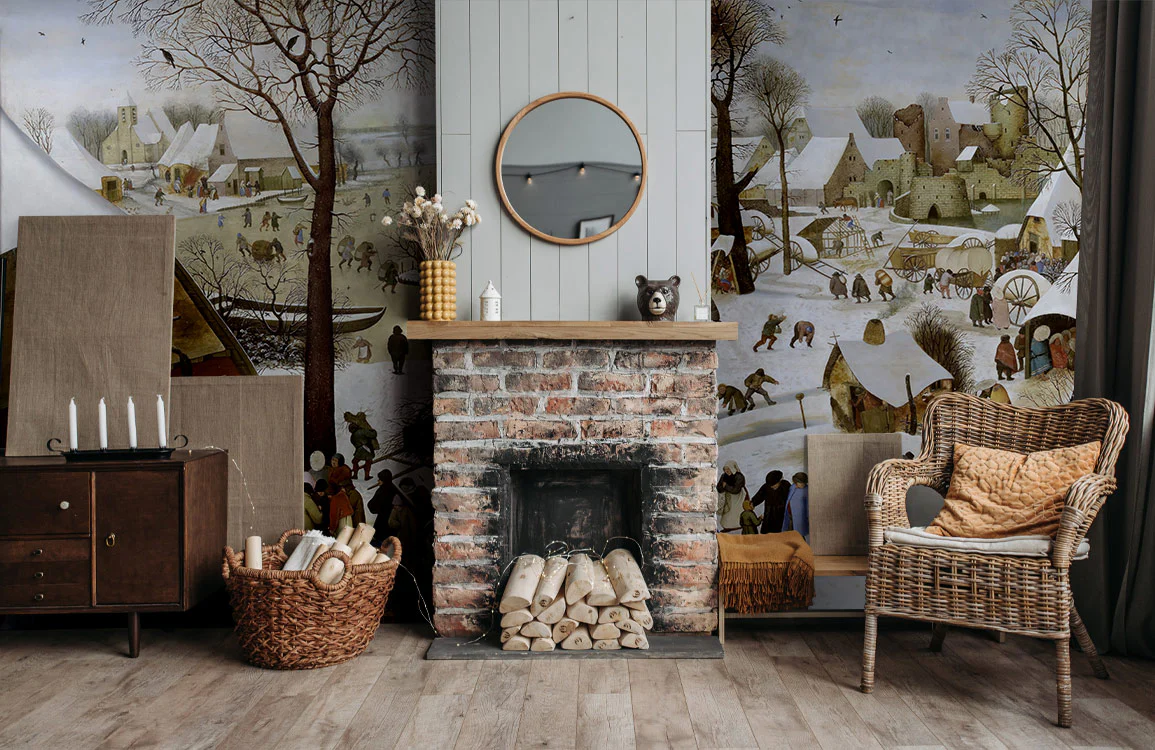 Winter Village Harmony Mural Wallpaper