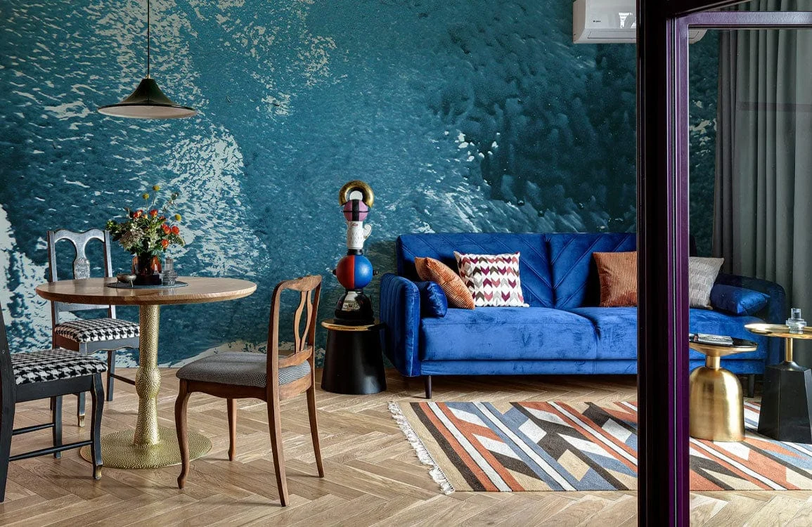 Abstract Blue Watercolor Splash Mural Wallpaper