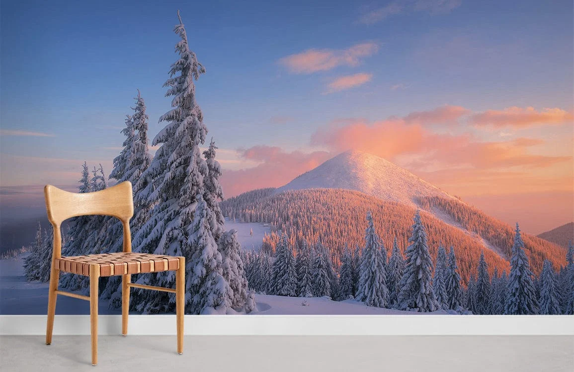 Serene Winter Forest Scene Mural Wallpaper