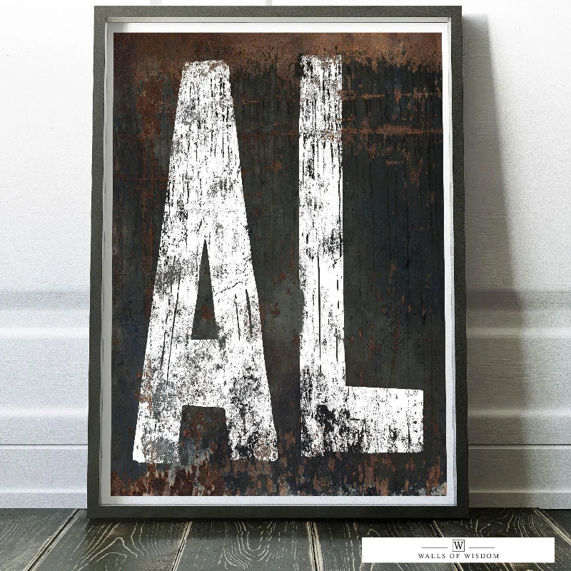 Alabama Home State Rustic Typography Poster Print - AL State Western Sign Wall Art