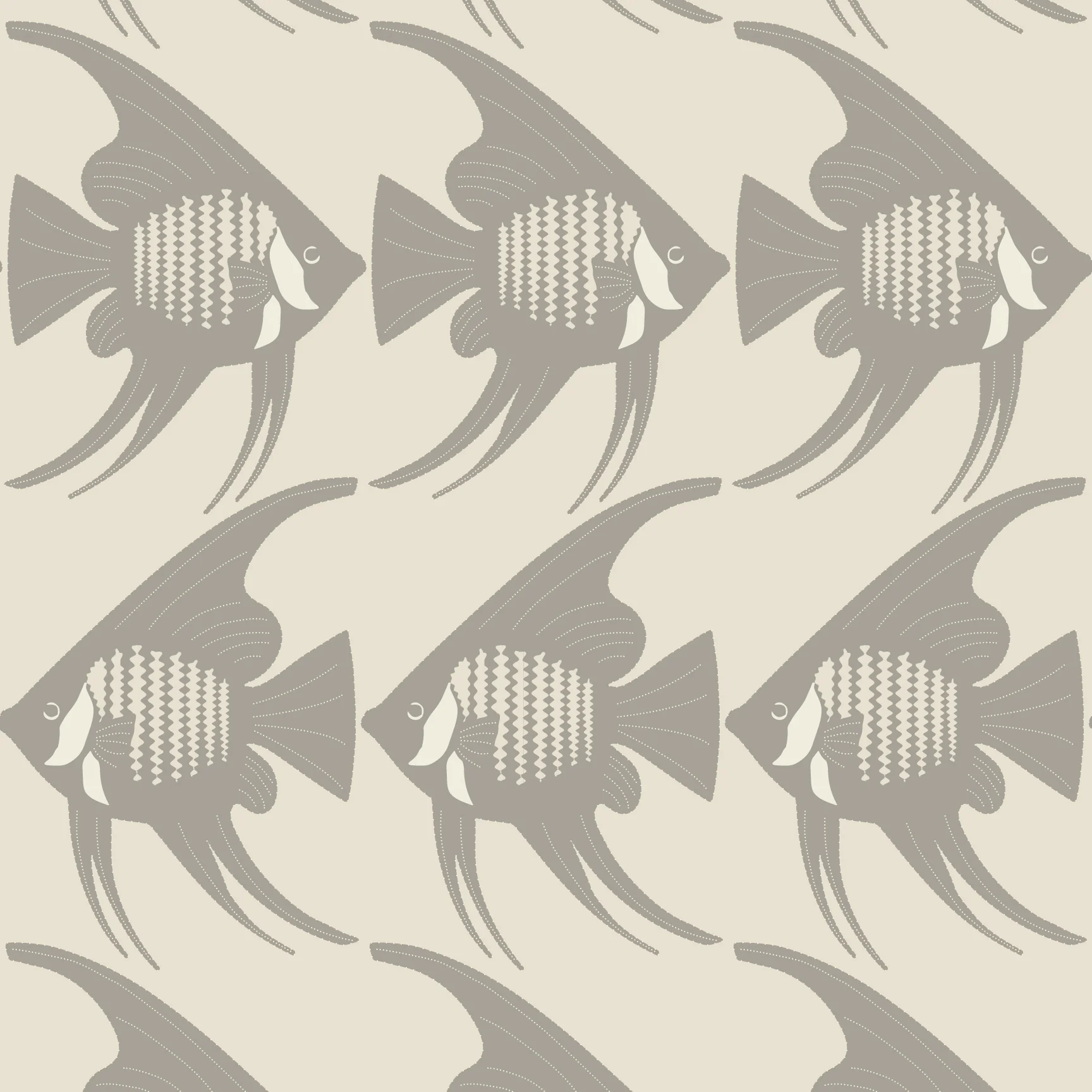 Angel Fish - Taupe Wallpaper