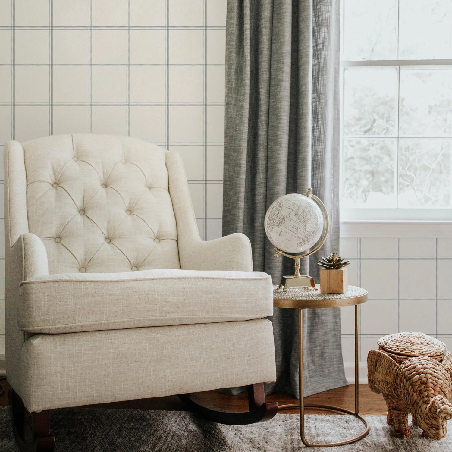 Blue classic plaid design wallpaper