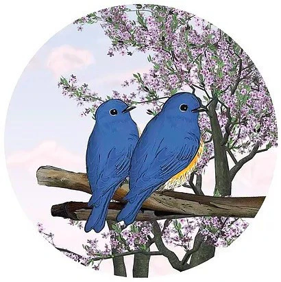 Blue Bird Of Happiness Glass Door Decal(5.75" x 5.75")