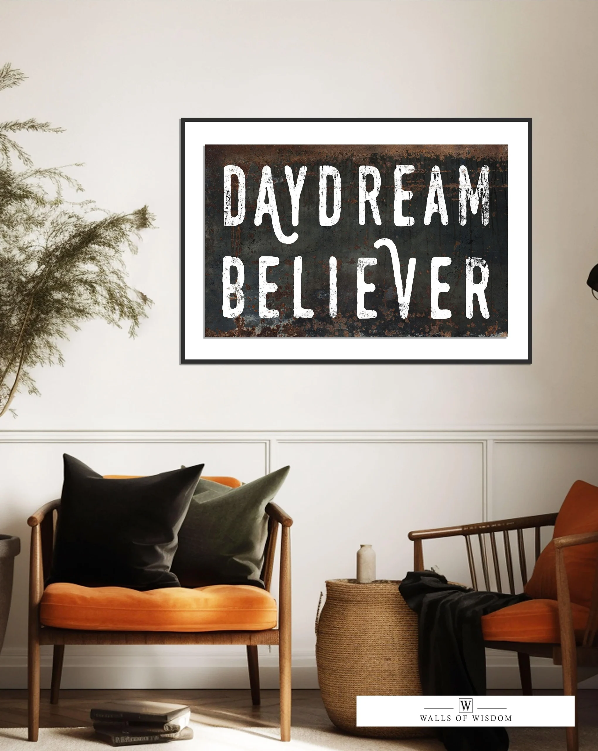 Daydream Believer Poster Print- Musical Quote Rustic Boho Sign