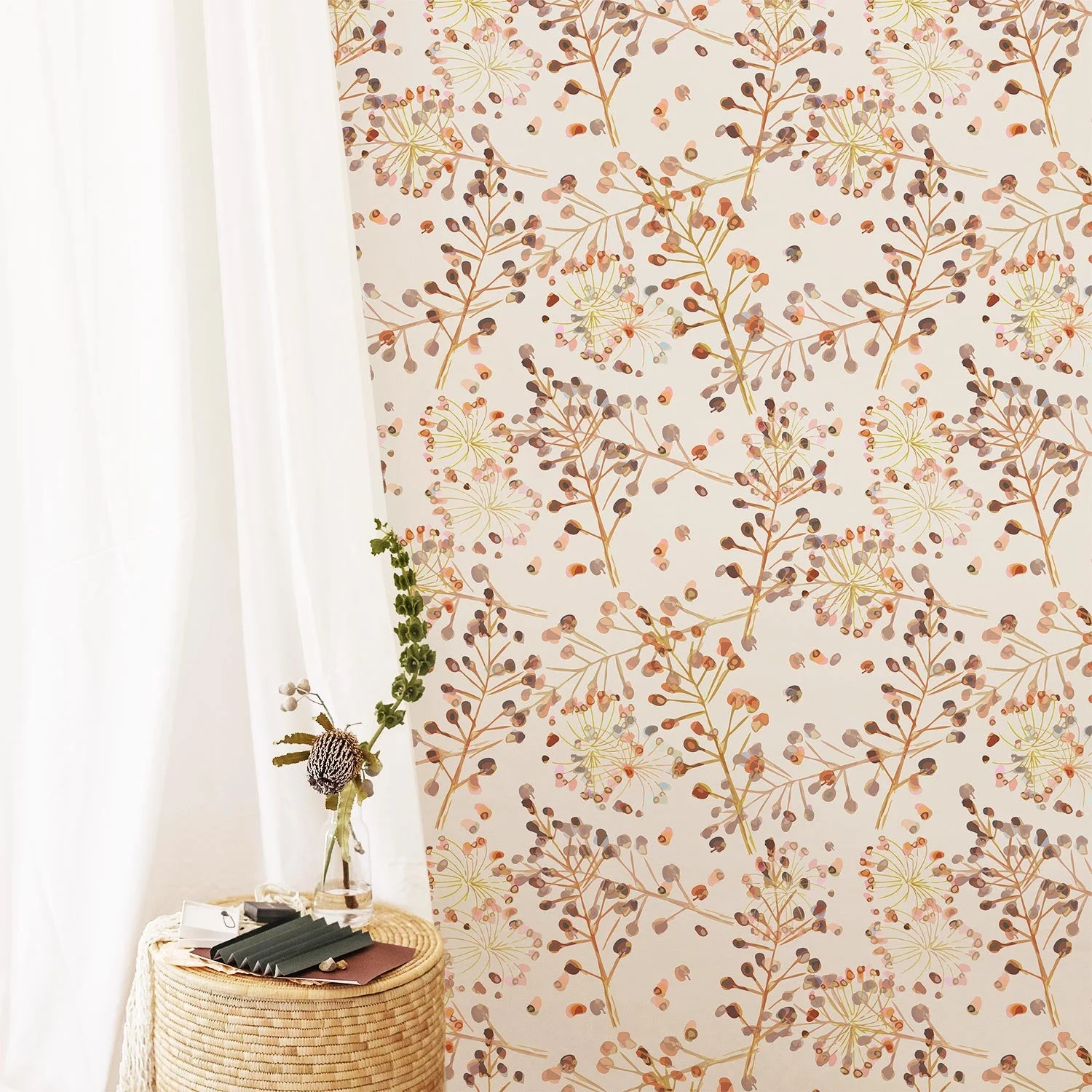 Autumn florals nursery wallpaper