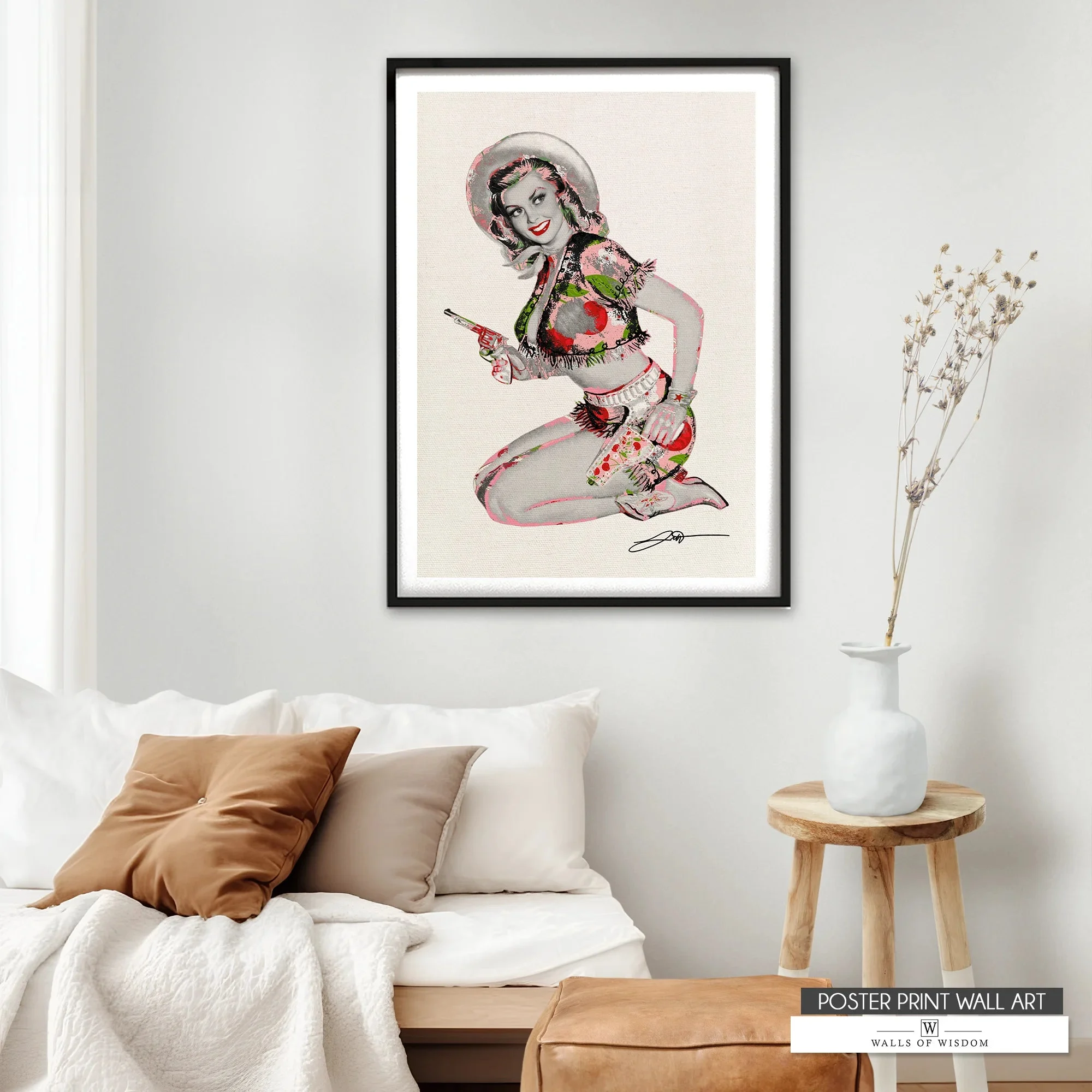 Cherry Bomb – Vintage Cowgirl Pinup with Cherries & Fringe