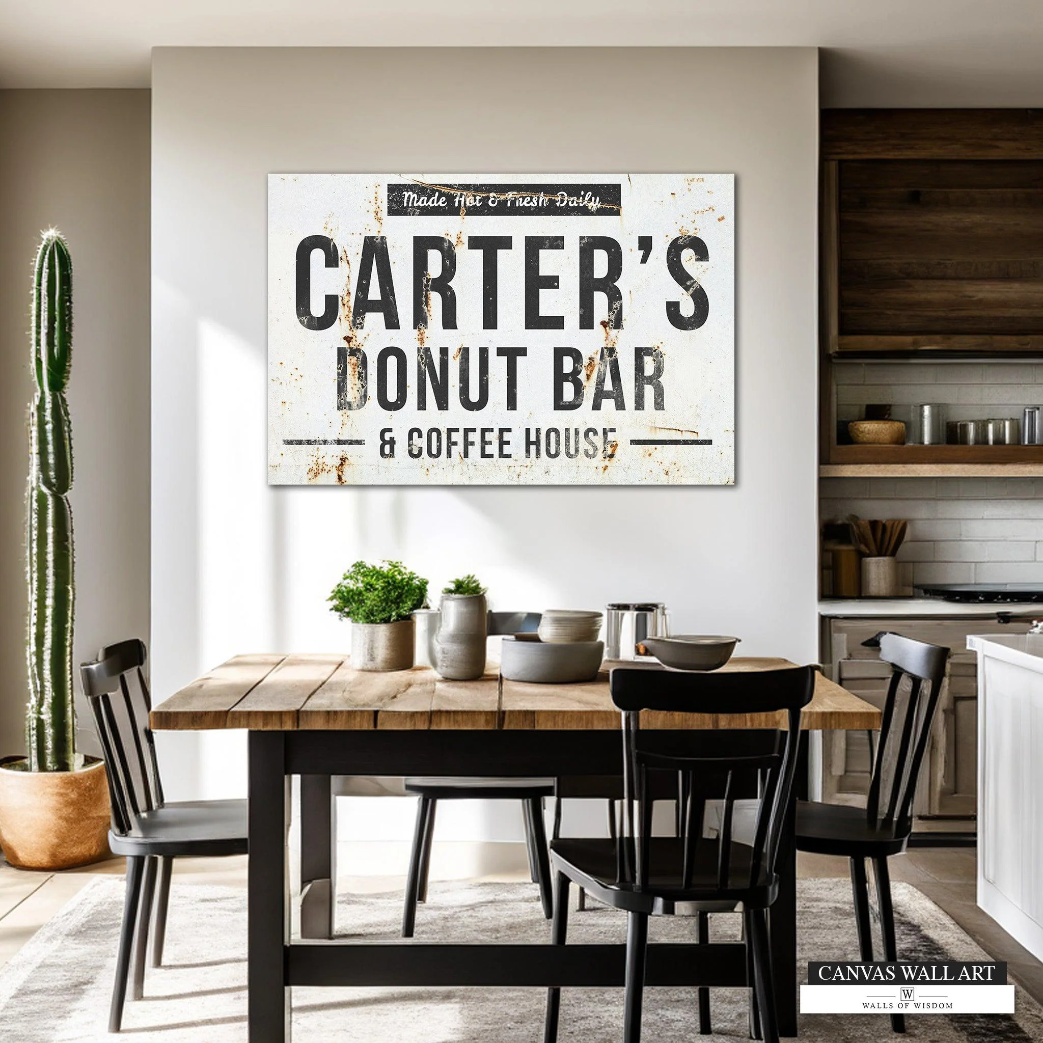 Personalized Name Sign Kitchen Wall Art - Farmhouse Decor Canvas Wall Art