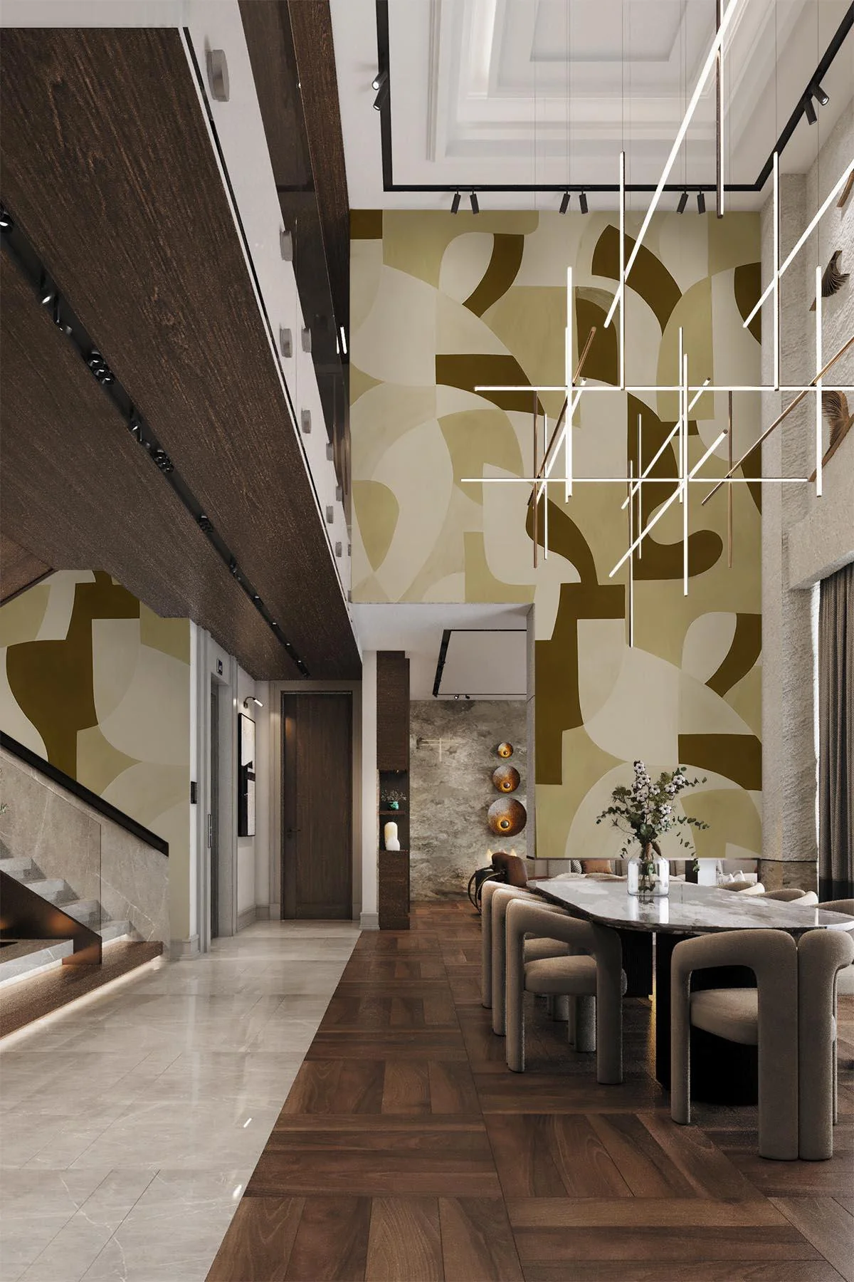 Geometric Art Olive Green