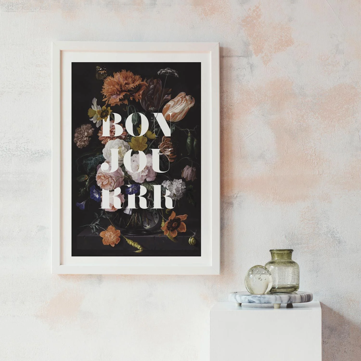 Bonjour Floral Poster