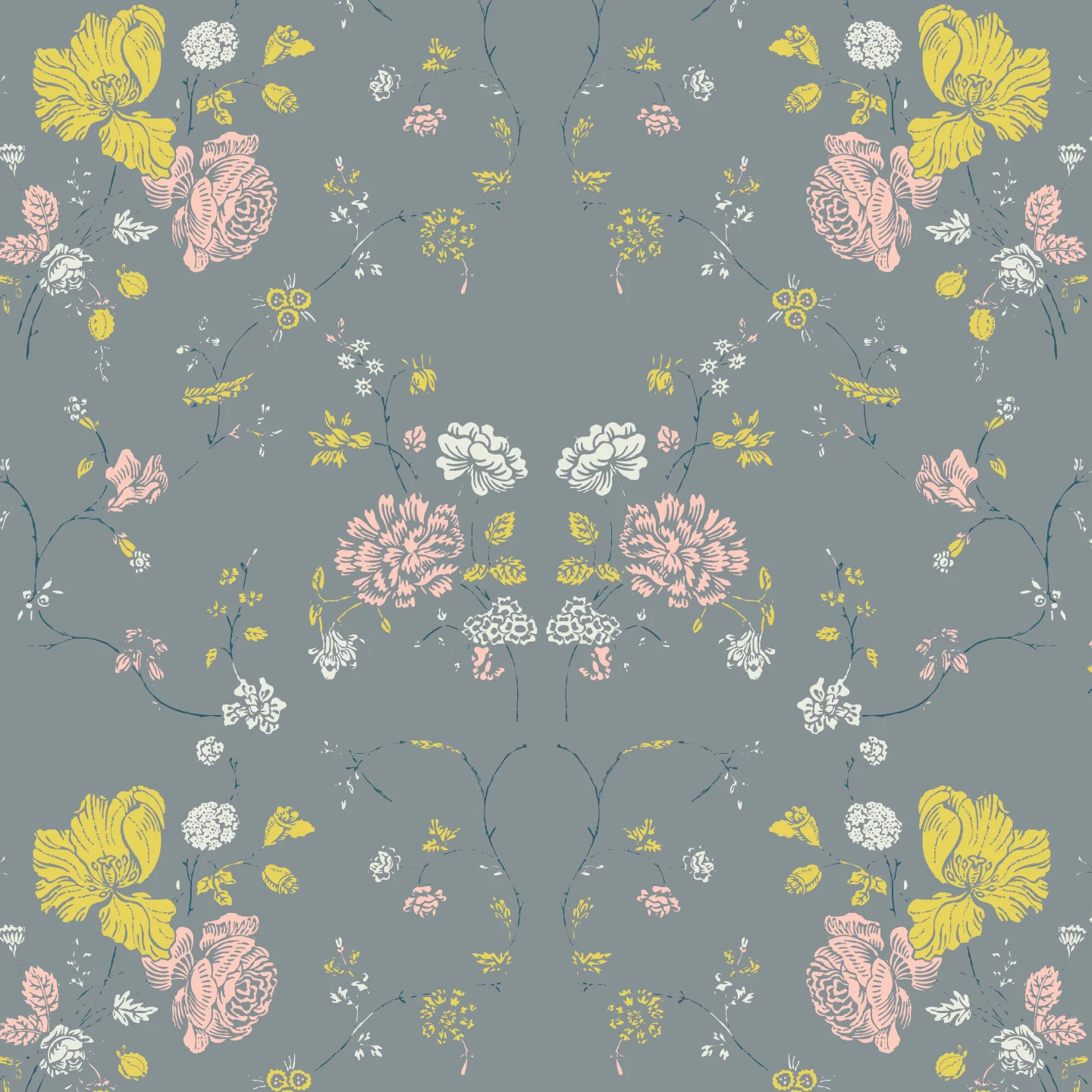 Floral Lace - Stone Wallpaper