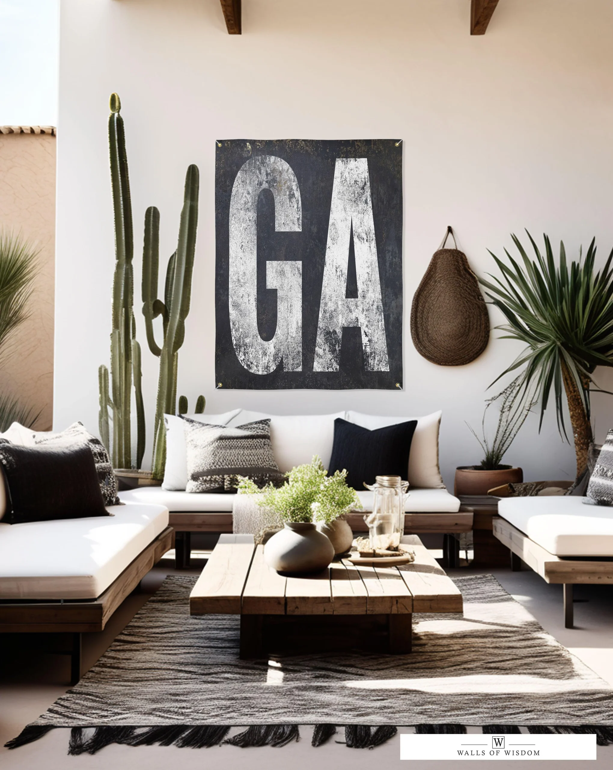 Georgia Home State Patio Bar Vinyl Sign - Rustic Industrial Decor for Outdoor Bar, Patio & Lounge Spaces