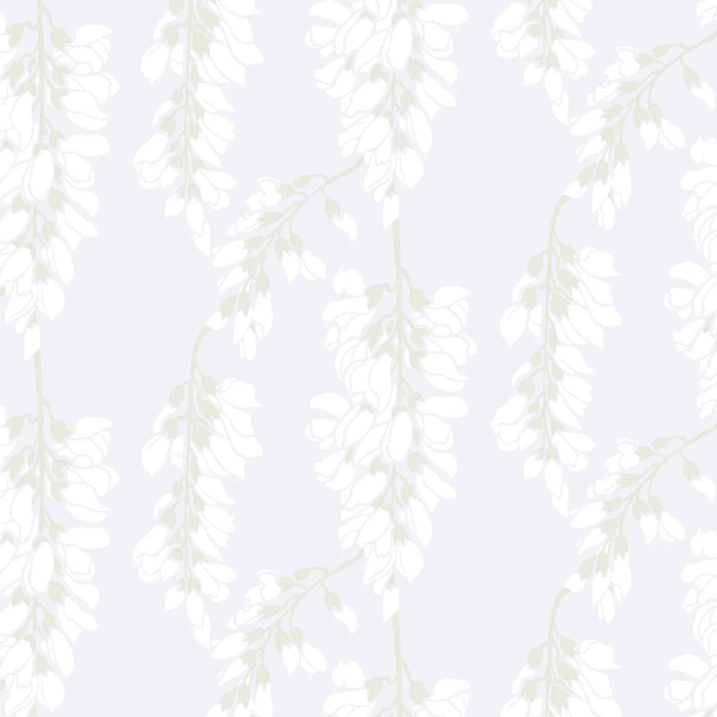 Wisteria Floral - White Wallpaper