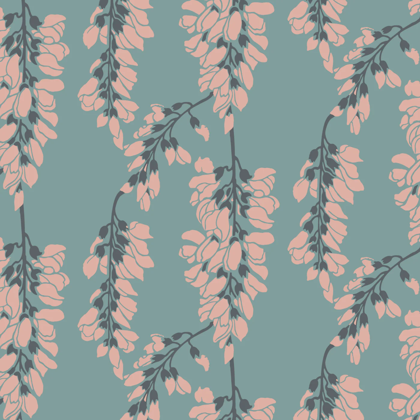 Wisteria Floral - Light Blue Wallpaper