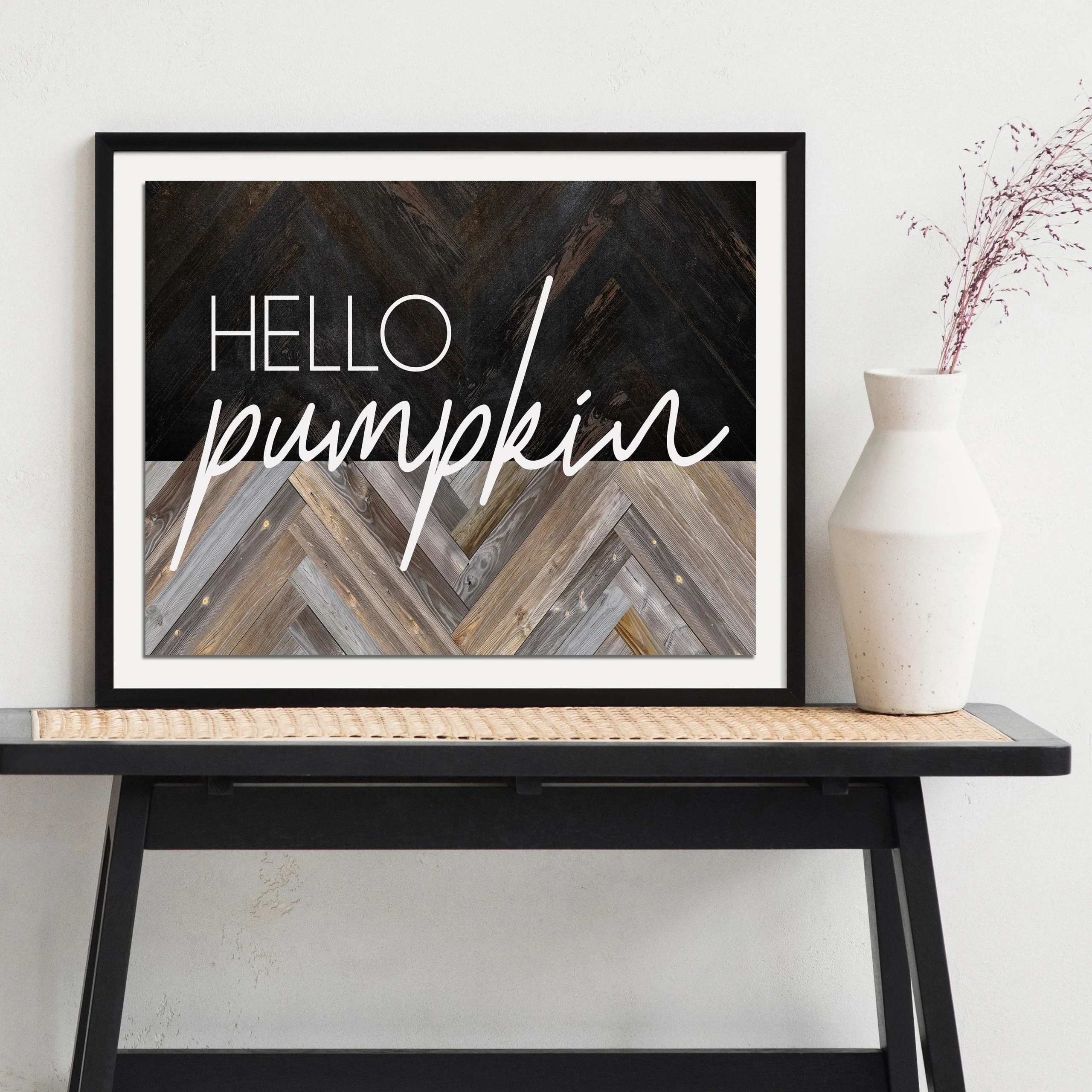 " Hello Pumpkin"Modern Farmhouse Fall Poster Sign - Warm and Cozy Fall Prints