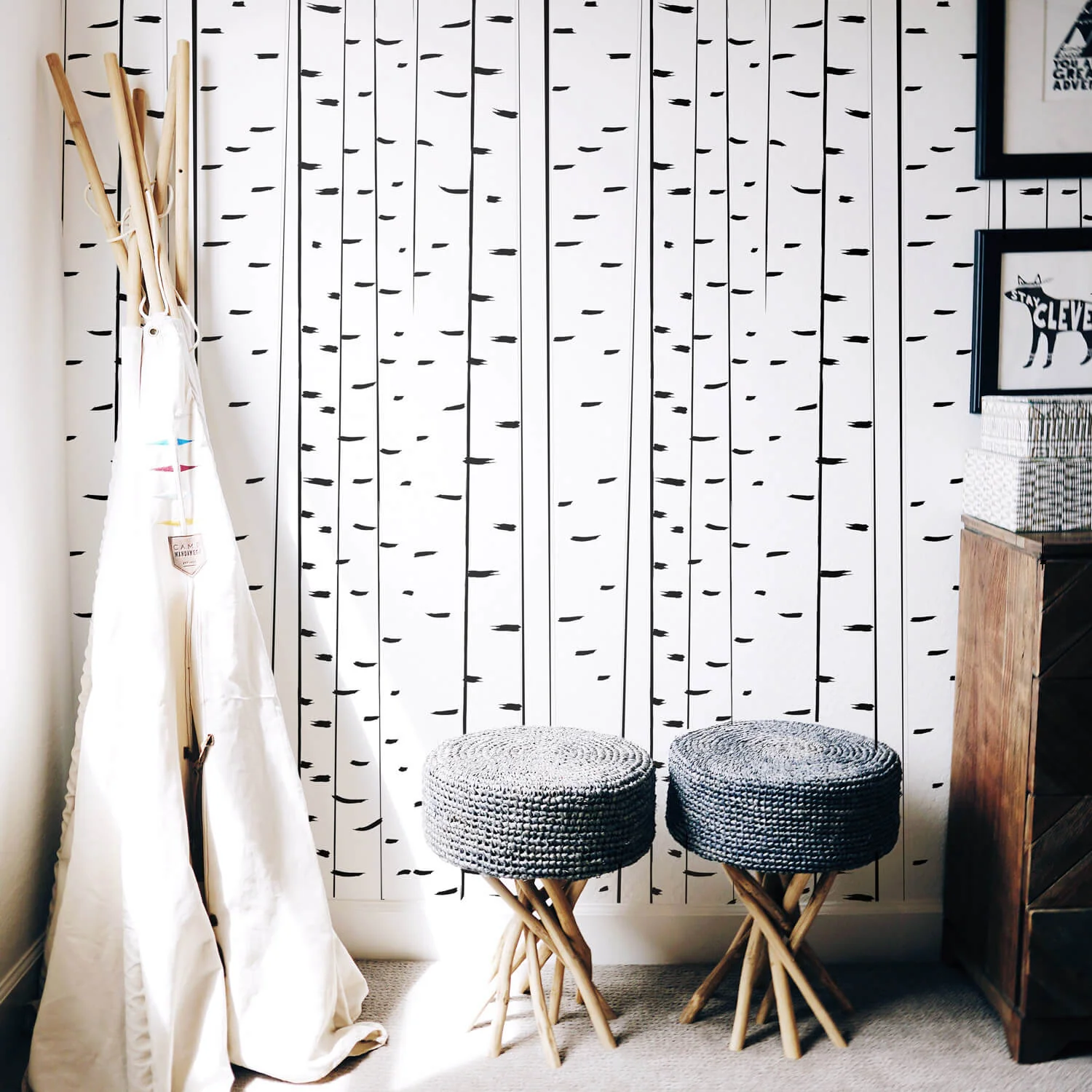 Modern birch tree wallpaper