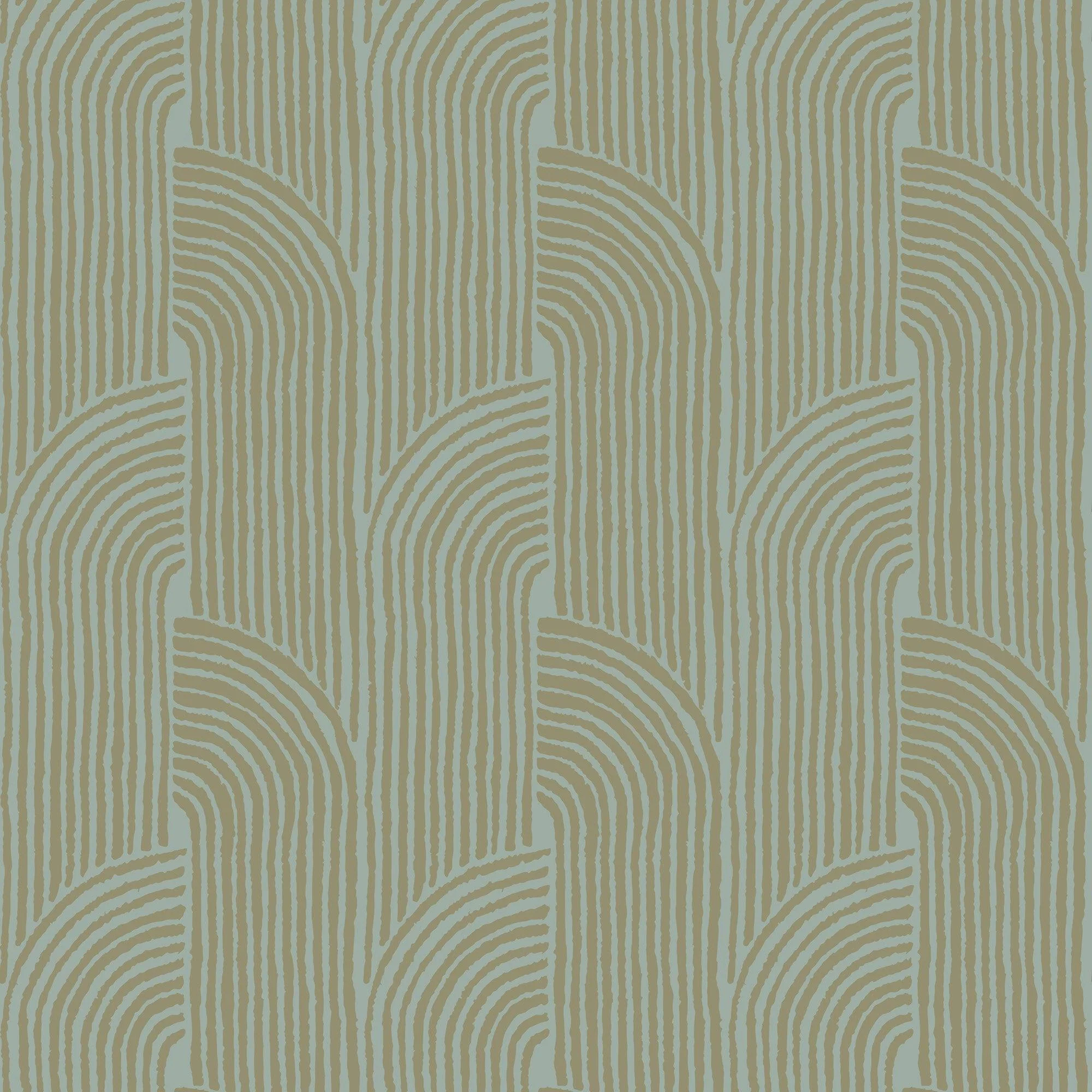 Woven Arcs - Golden Blue Wallpaper