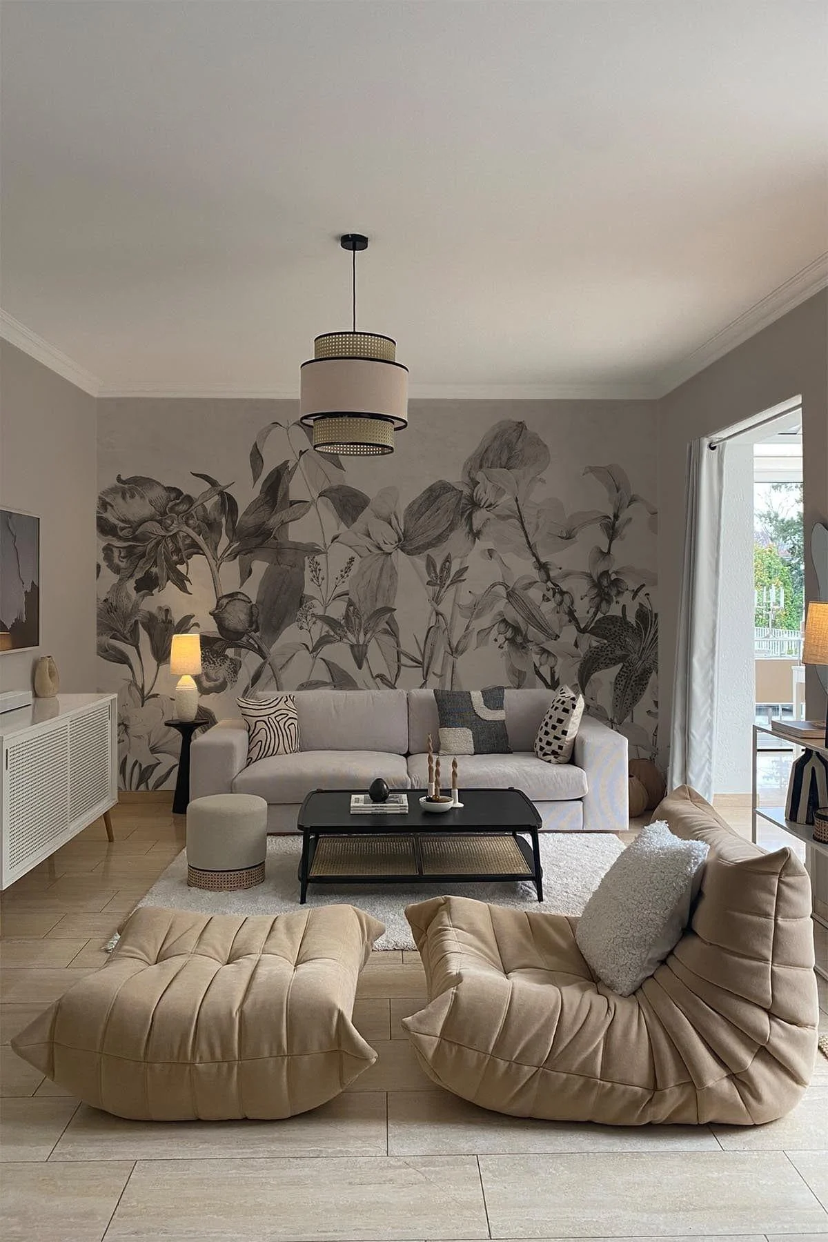Luxe Botanical Mural Warm Beige