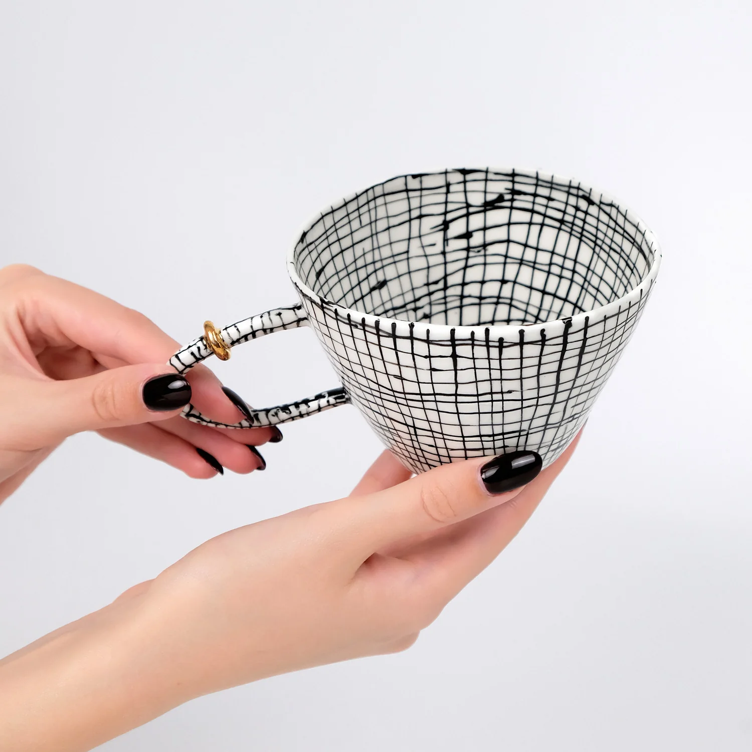 Handmade Porcelain Cup "Tiny Checkers"
