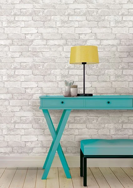 Grey and White Brick Peel And Stick Wallpaper