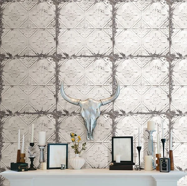 Vintage Tin Tile Peel and Stick Wallpaper