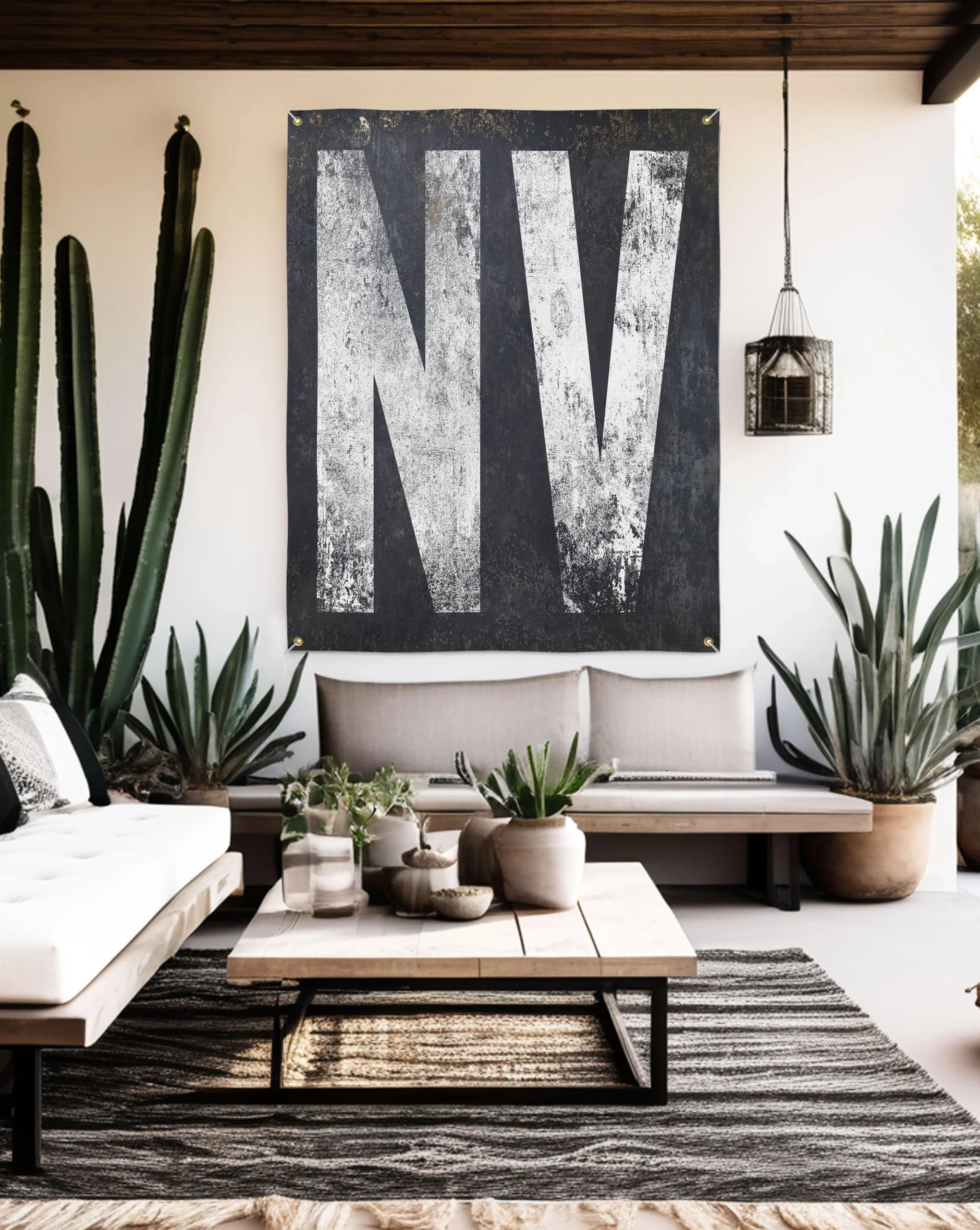 Nevada-themed Outdoor Vinyl Banner - NV State Sign Weathered Decor for Patio, Bar, and Lounge Areas