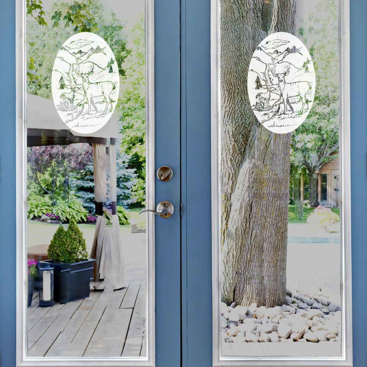 Oval Deer Scene | (Static Cling)