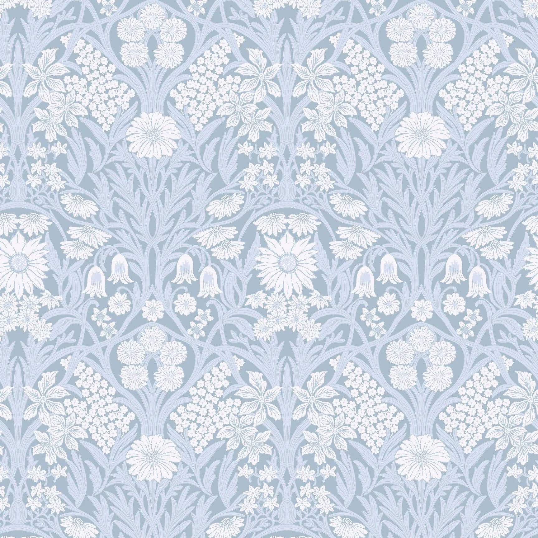Wild Meadow - Misty Blue Wallpaper