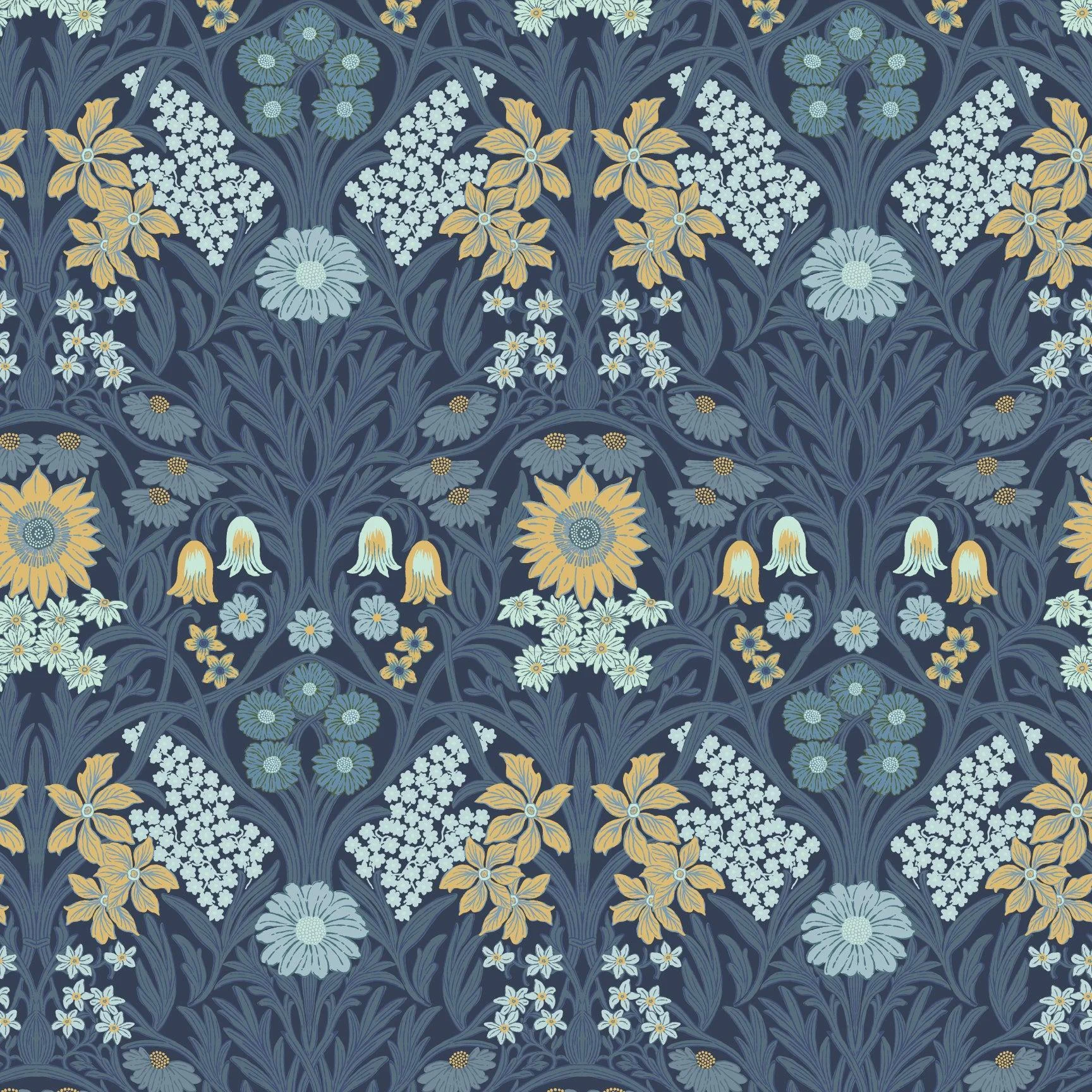 Wild Meadow - Navy Indigo Wallpaper