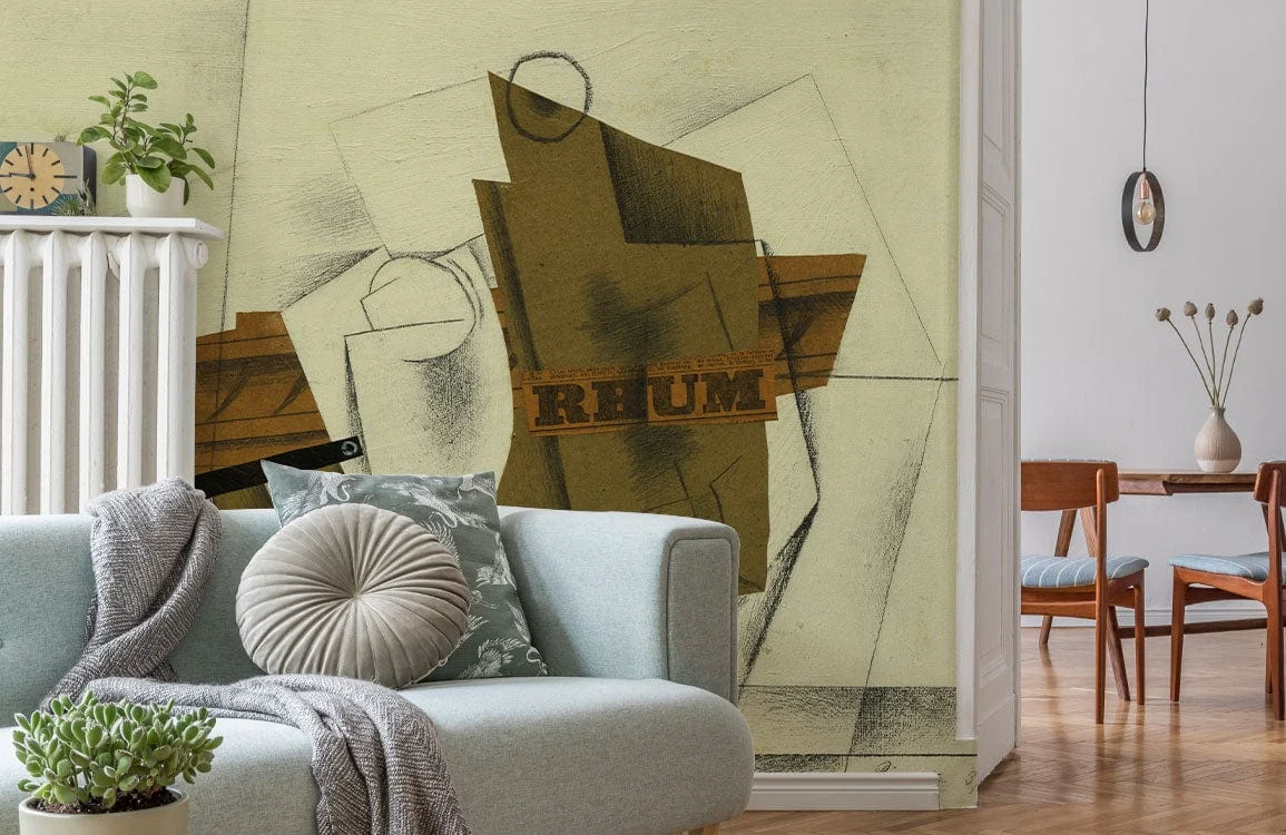 Abstract Cubist Neutral Tone Mural Wallpaper