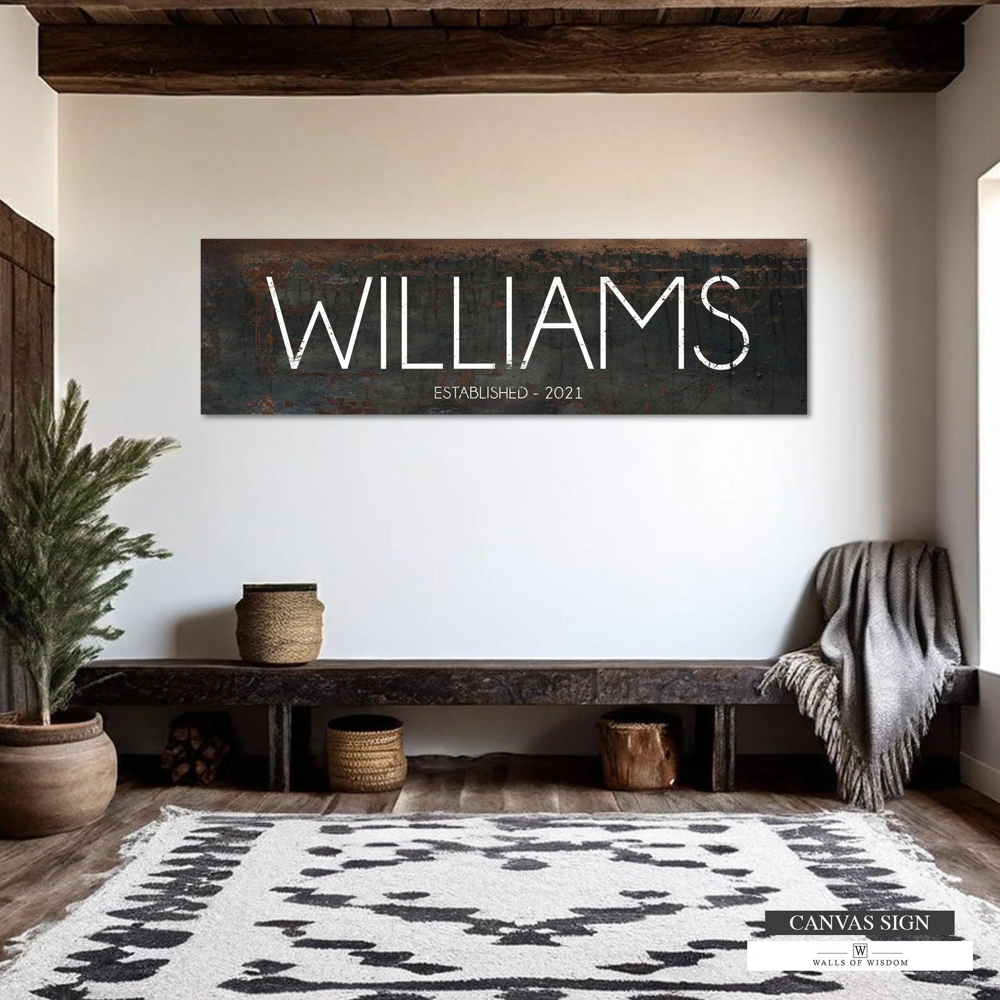 Black Personalized Farmhouse Name Canvas Wall Art NLSC0127