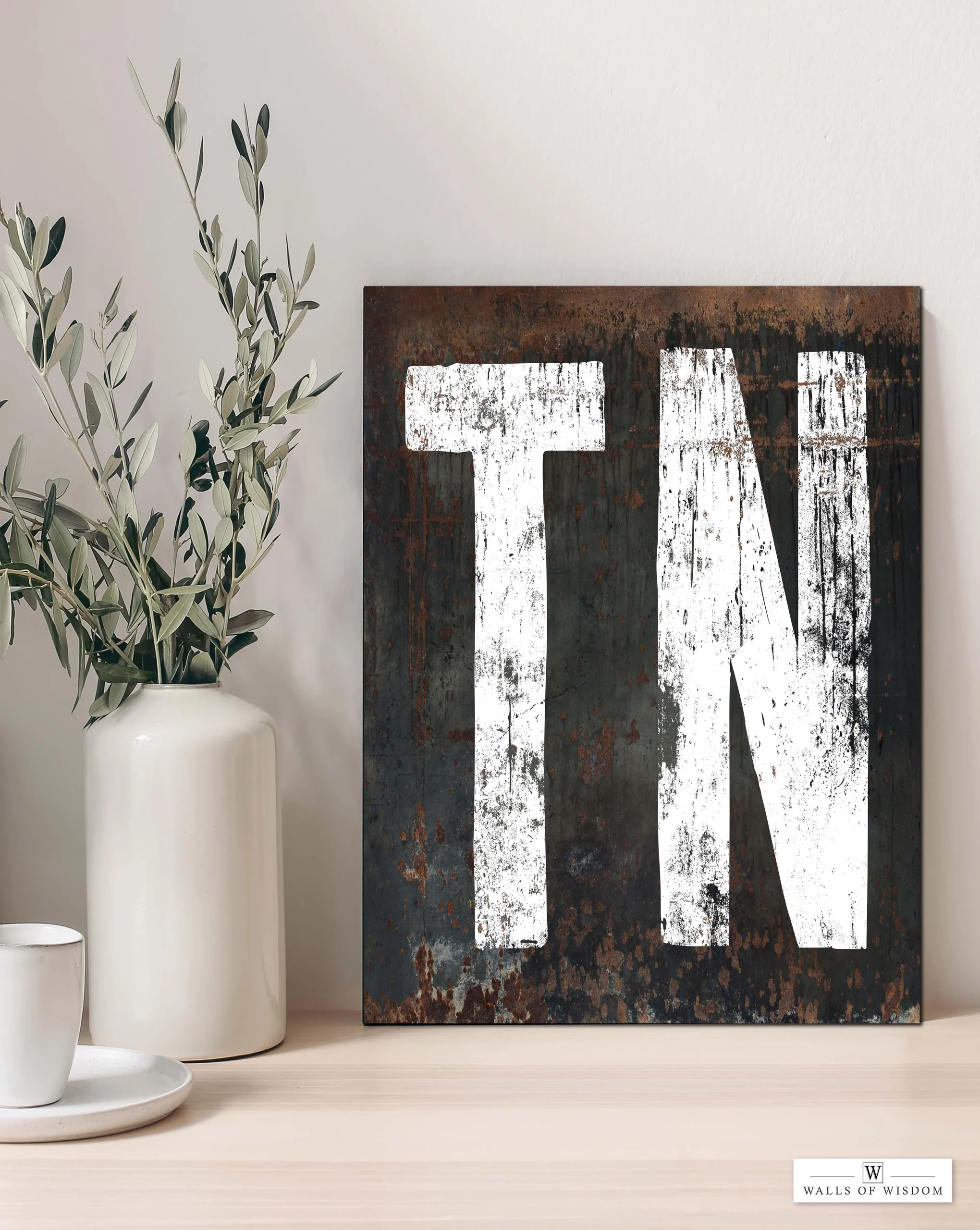 Tennessee Home State Vintage Canvas Wall Art- Retro TN Lovers Rustic Loft Home Bar Decor