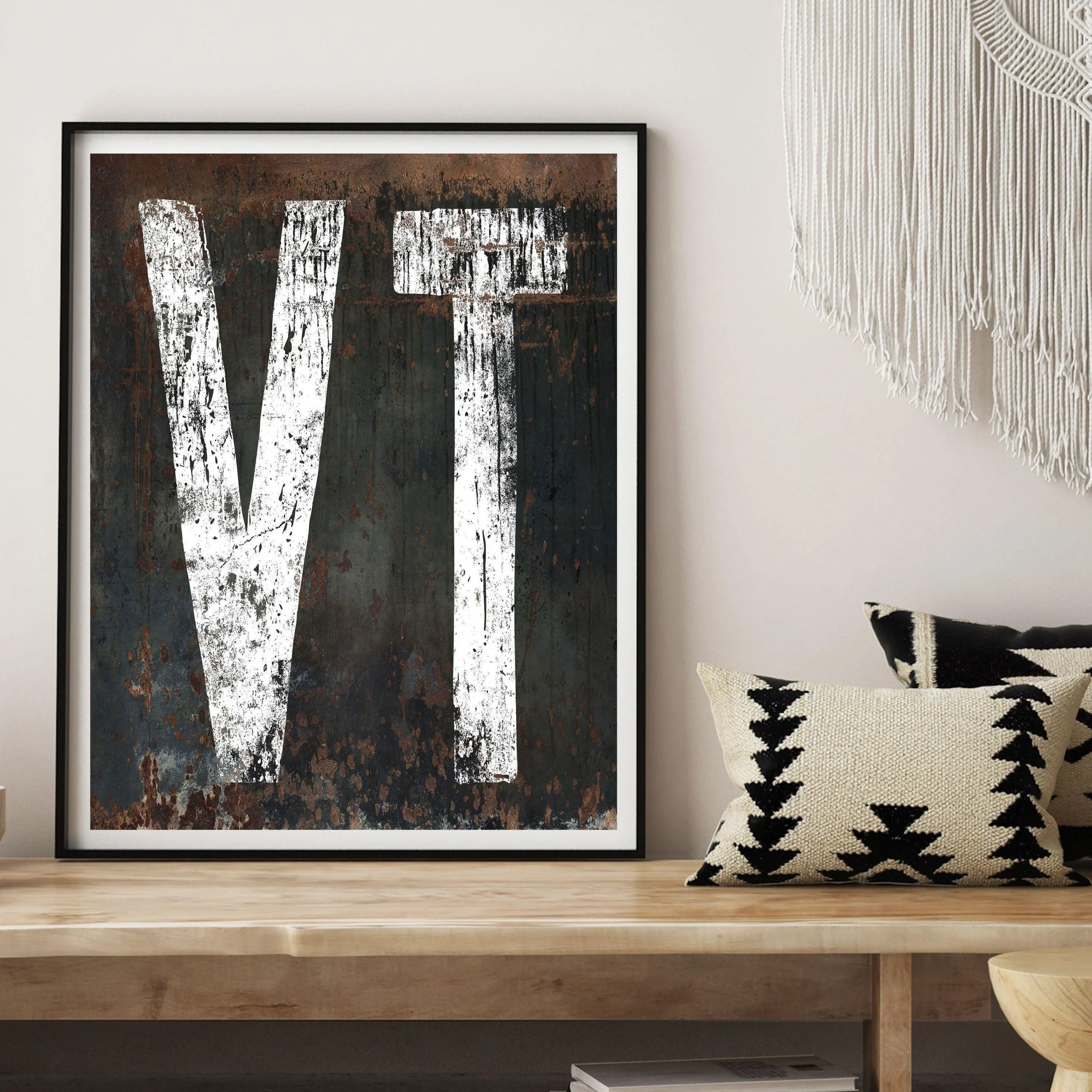 Vermont Home State Typography Poster Print - VT State Sign Rustic Western Print Wall Art