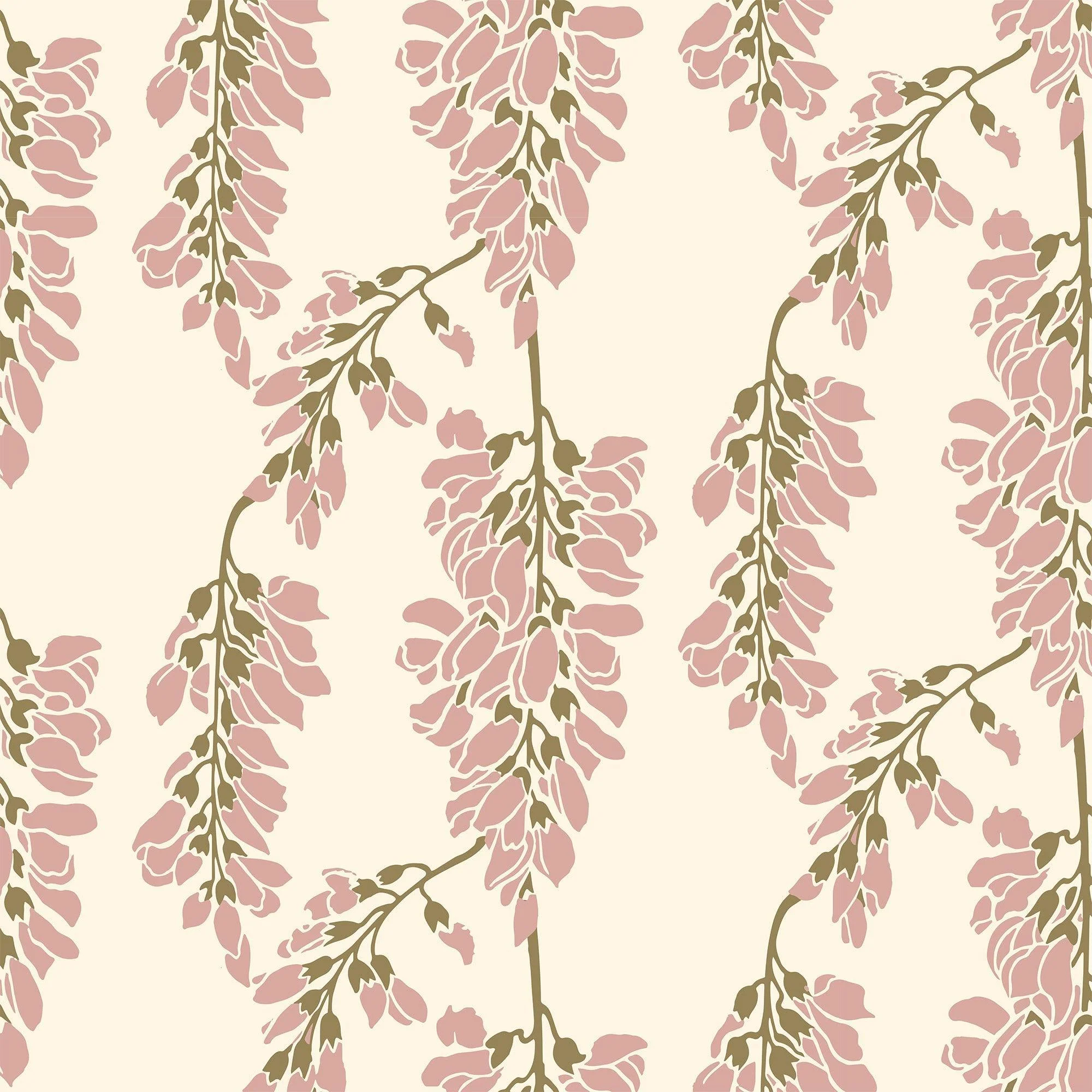 Wisteria Floral - Cream Wallpaper