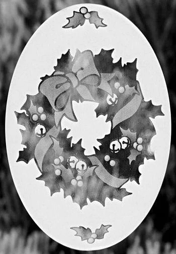 4" x 6" Oval Christmas Wreath | (Static Cling)