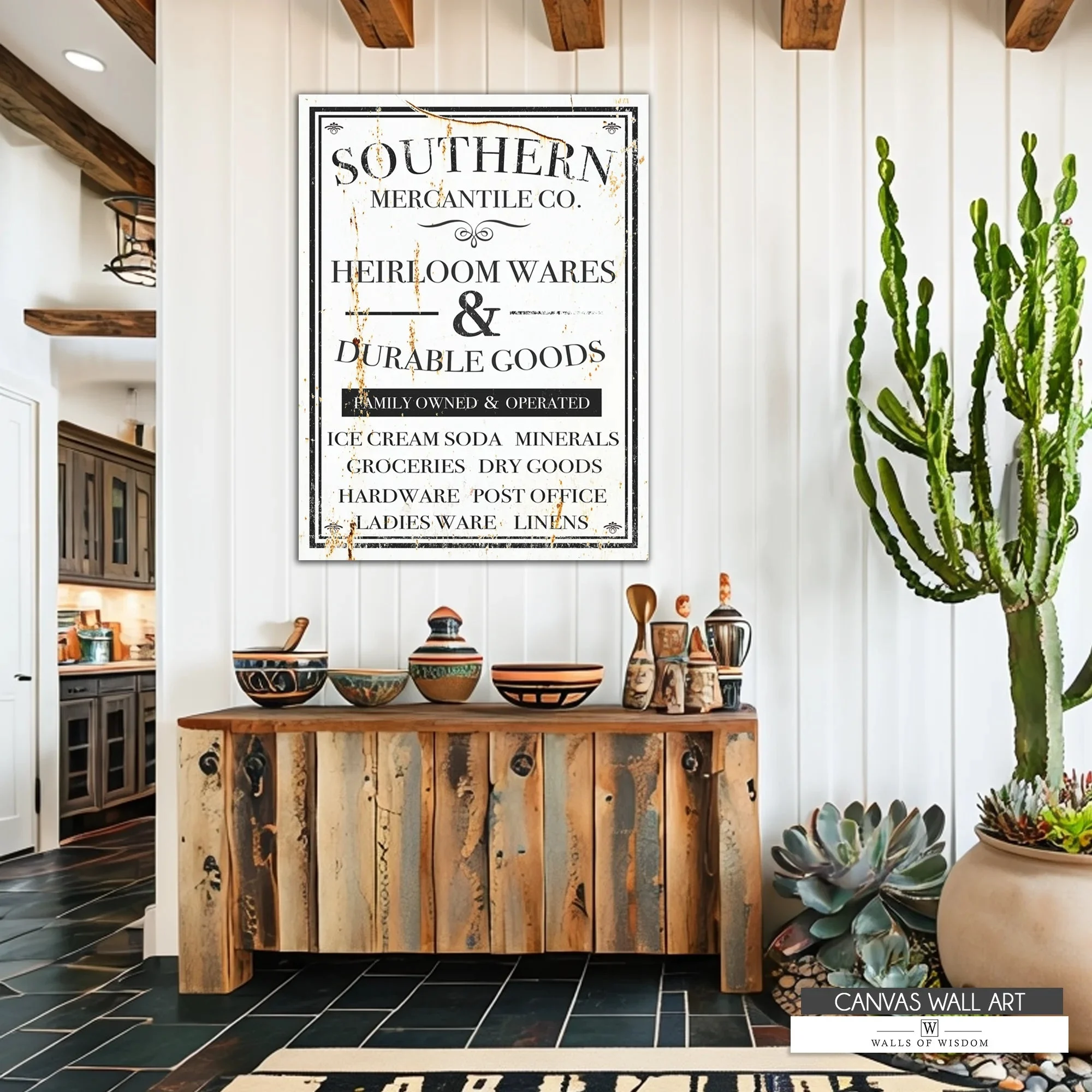 Southern Mercantile Co. Canvas Sign -Vintage Signs for Kitchen