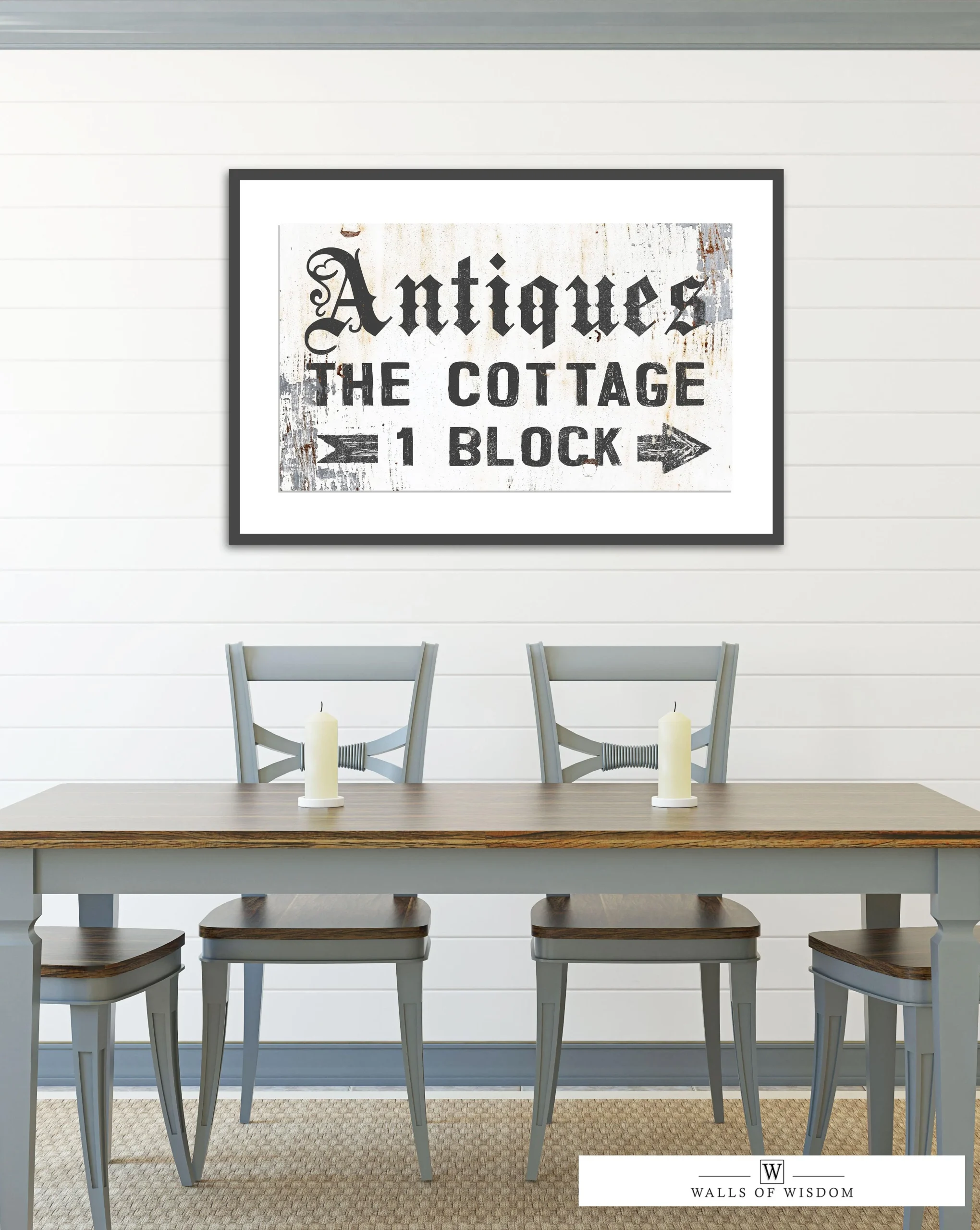 Antiques The Cottage Poster Print-Vintage Farm Sign Wall Art