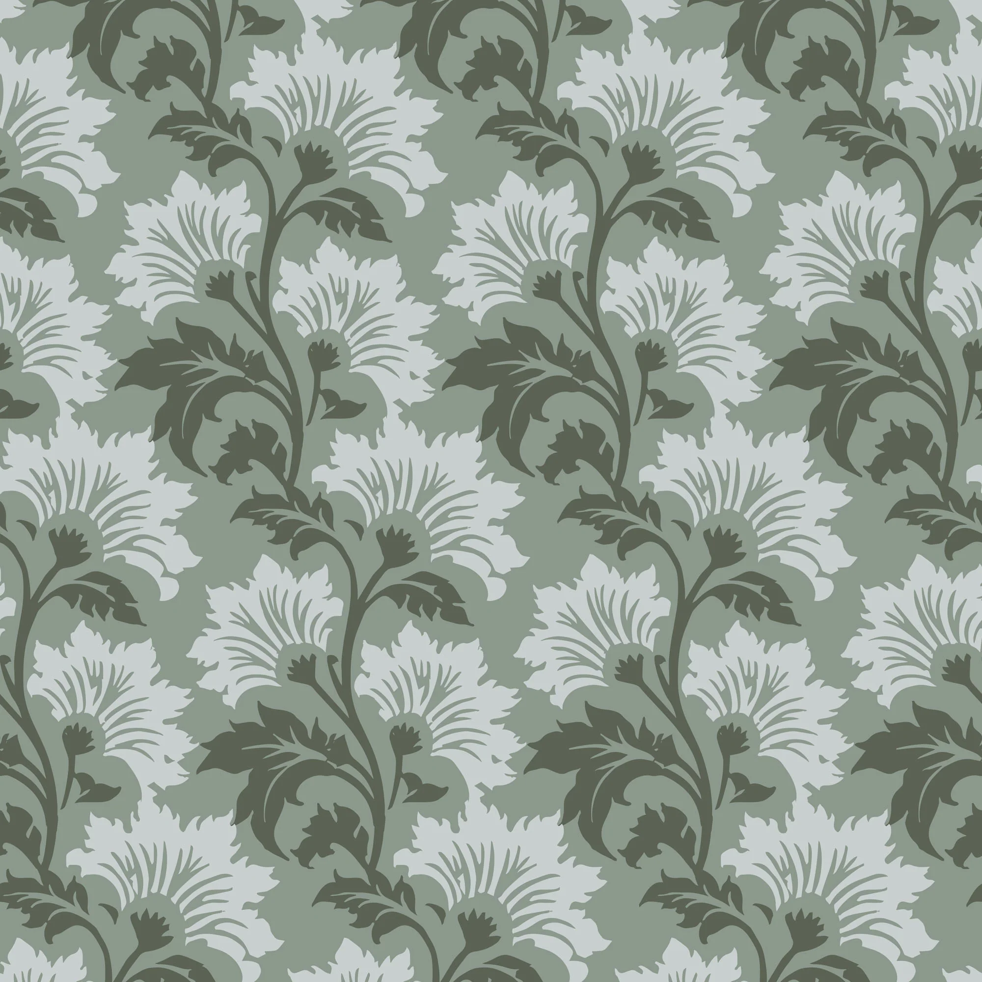Wildflower - Silver Sage Botanical Wallpaper
