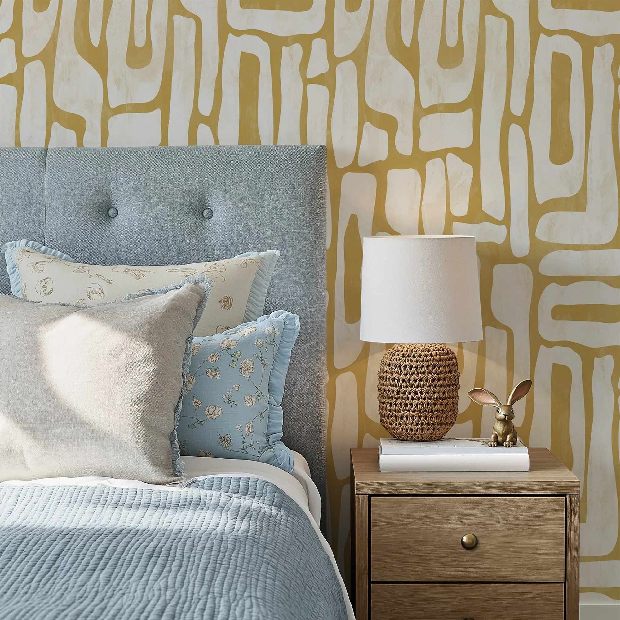 Yellow Geometric Wallpaper – Modern Abstract Pattern
