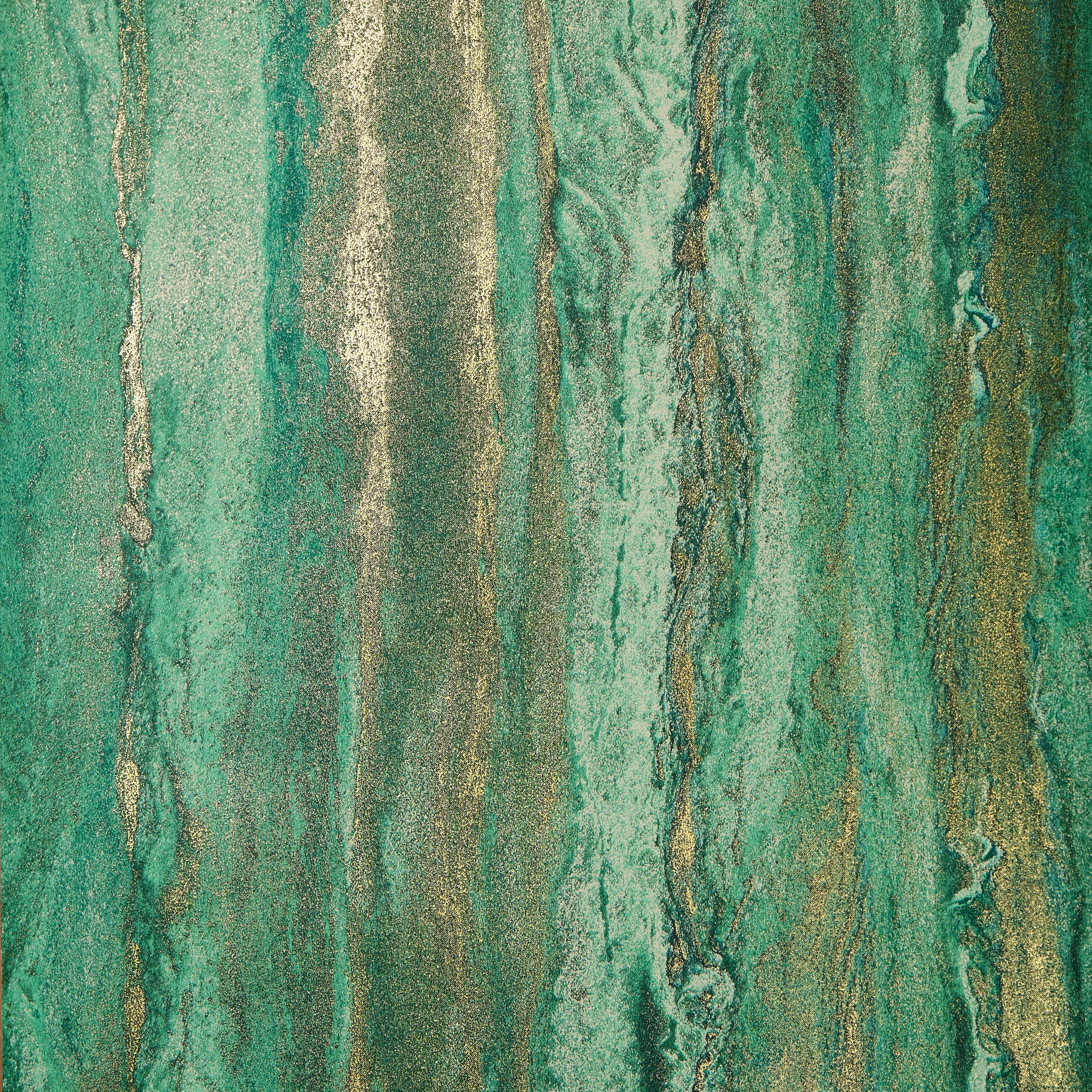 Zurich Metallic Wallpaper in Emerald and Metallic Gold