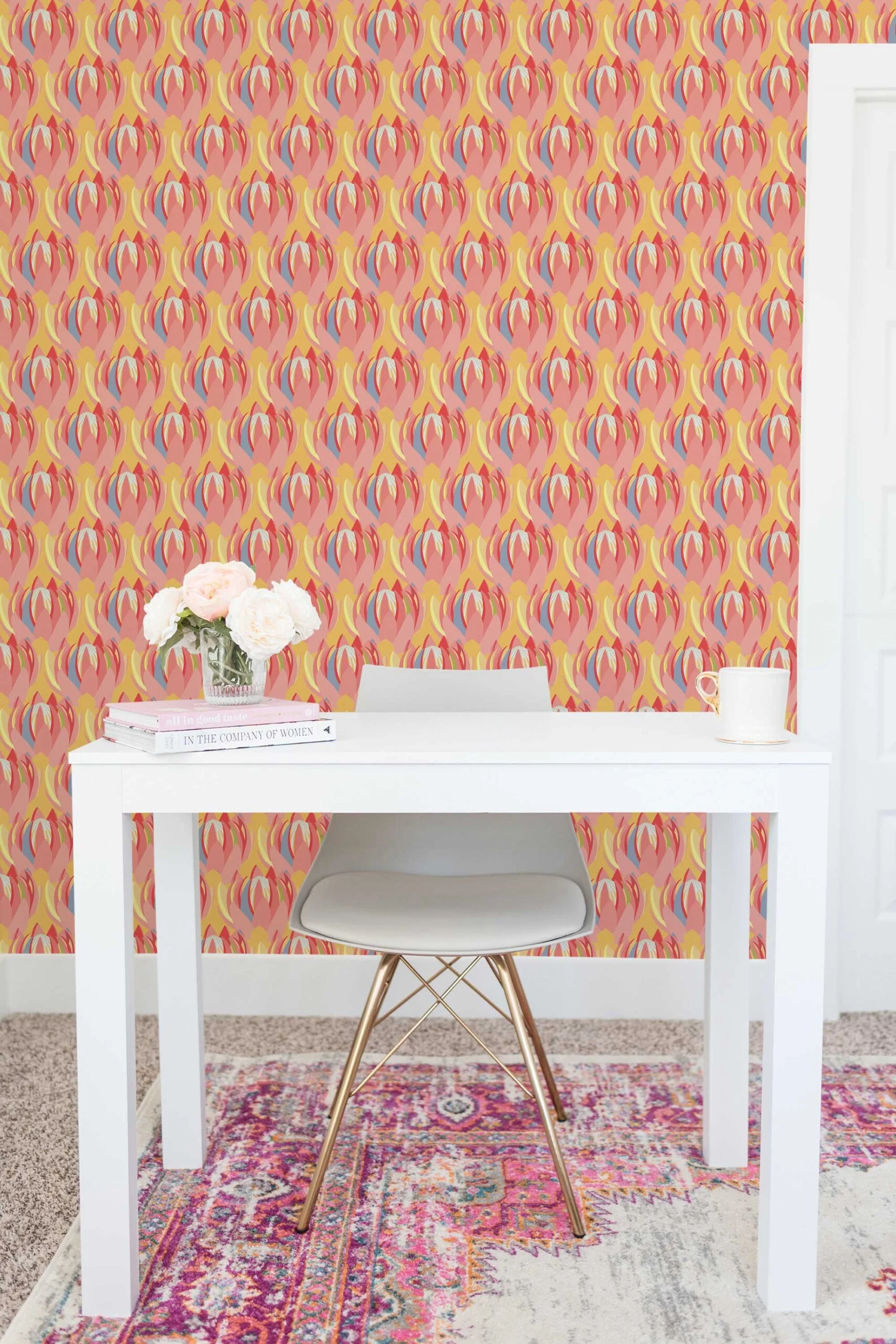 Orange Bright Botanical Wallpaper