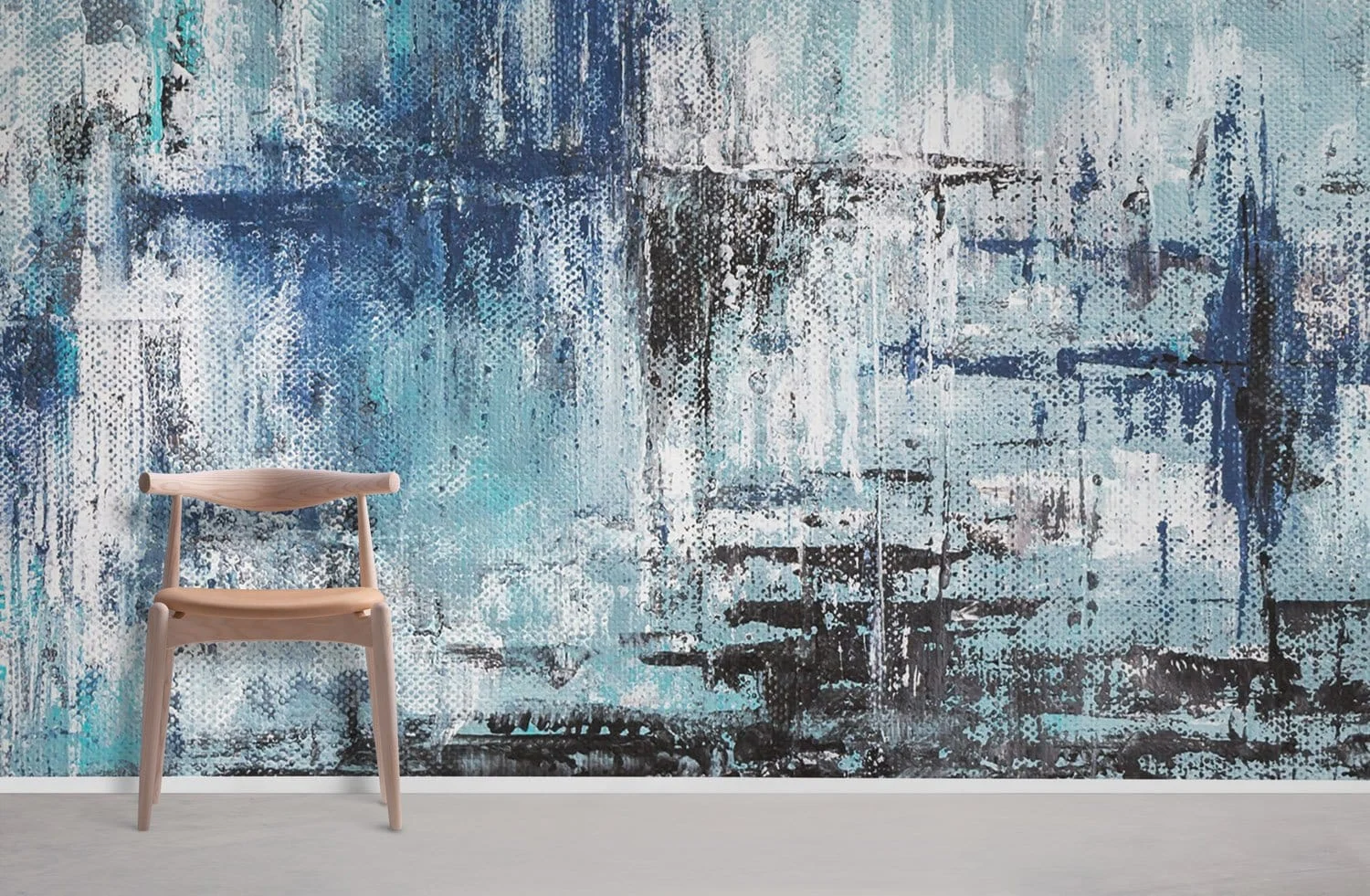 Abstract Blue Urban Brushstroke Mural Wallpaper