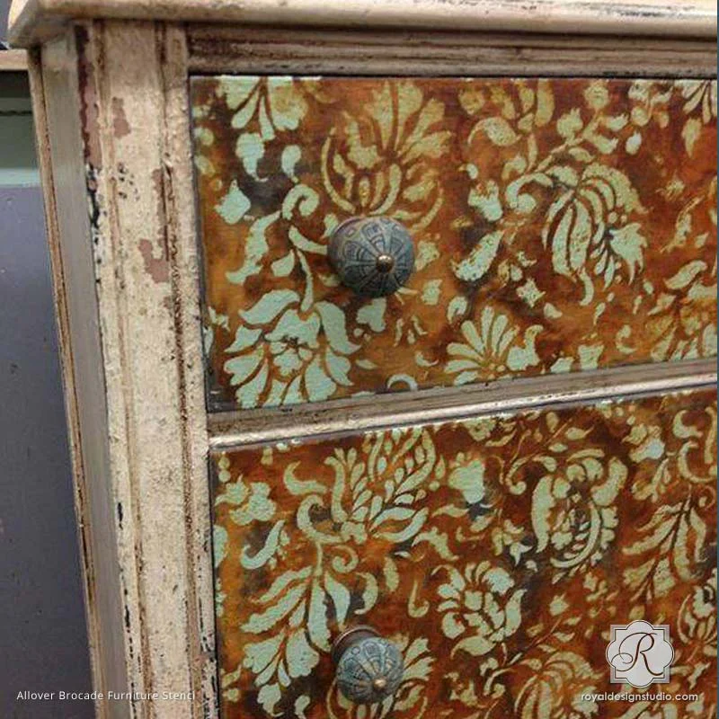 Allover Brocade Furniture Stencil