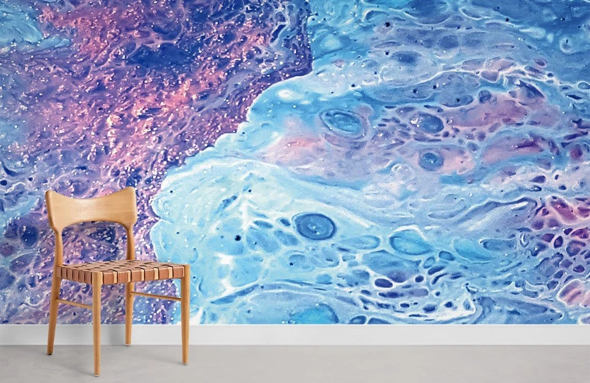 Abstract Blue Pink Marble Mural Wallpaper
