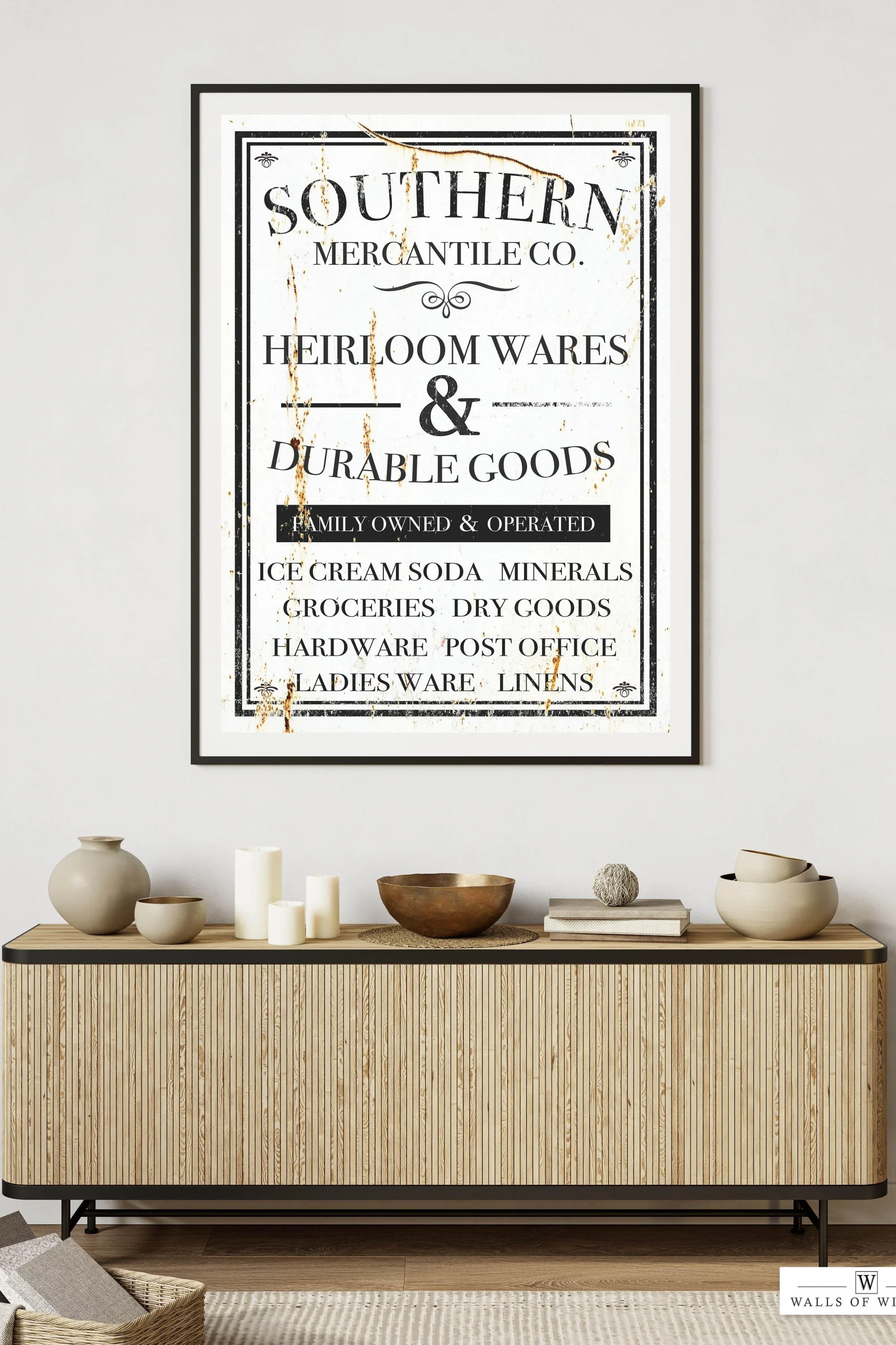 Vintage Mercantile Sign Poster - Distressed Dry Goods Kitchen Wall Decor