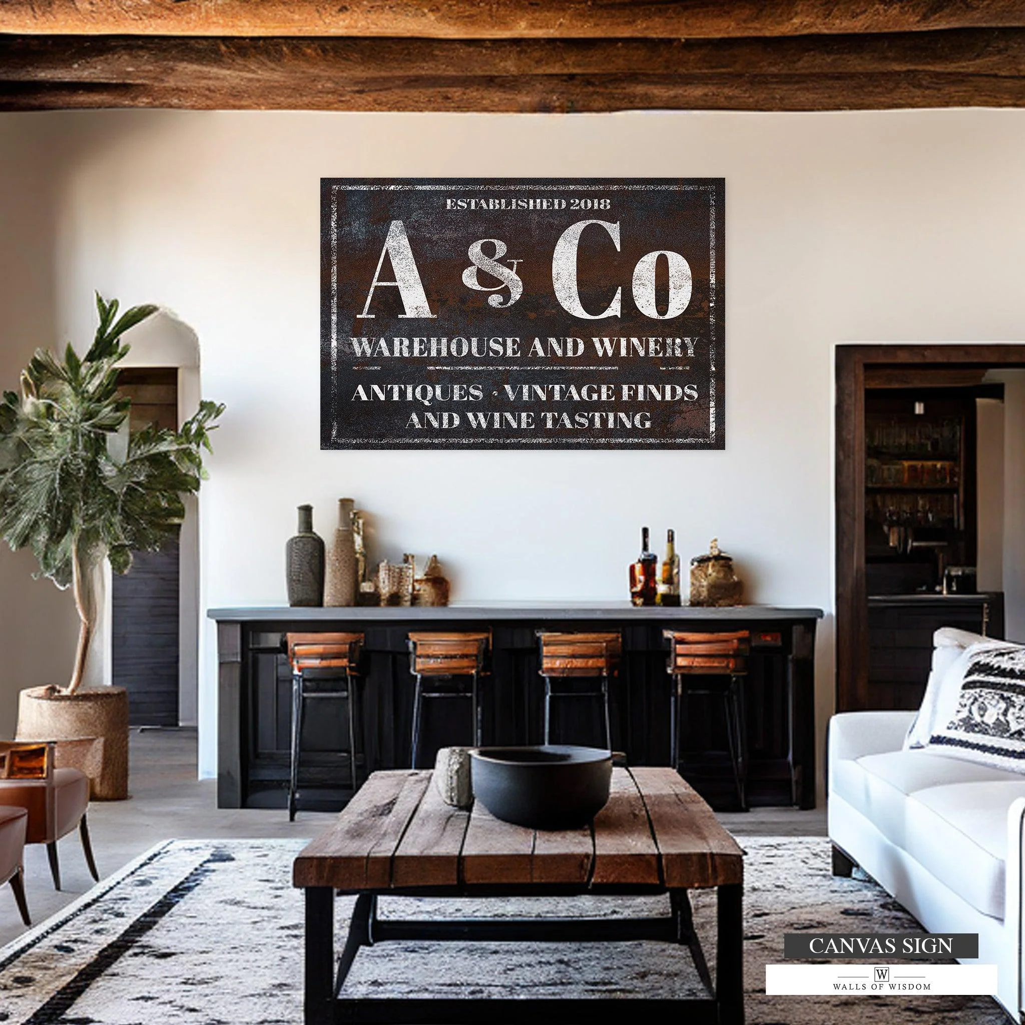 Personalized Winery Name Sign Vintage Farmhouse Canvas Print - NLSC0115