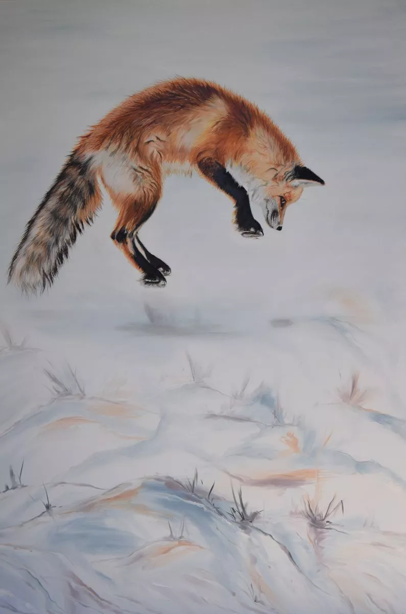 'Hunting in the snow' (2018) Oil painting by Nicola Colbran