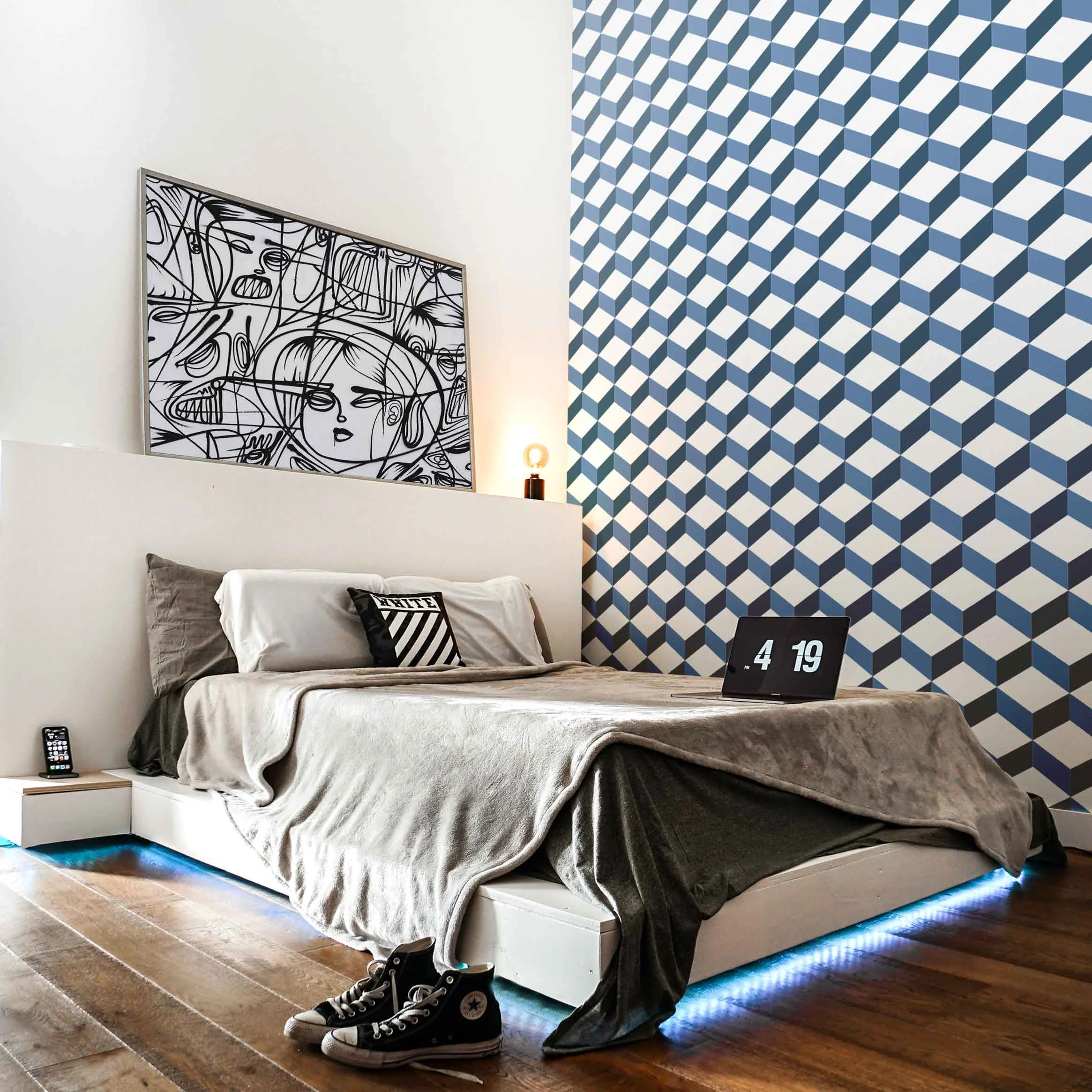 Blue cube design wallpaper